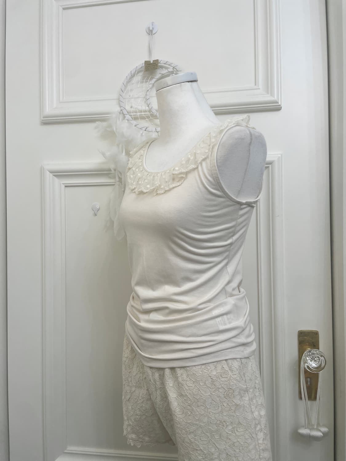 ivory dot lace ruffle cotton sleeveless 상품이미지2