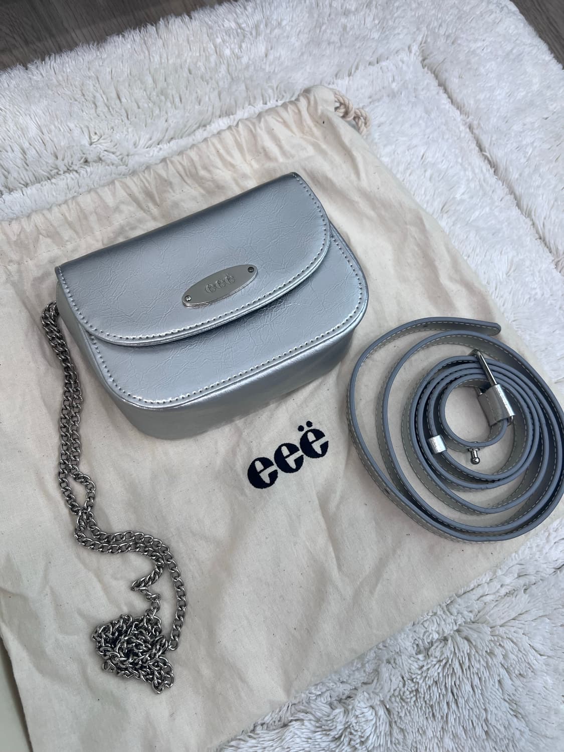 eeë eee 이이에 비비 미니 크로스 백 마이크로백 실버 상품이미지2