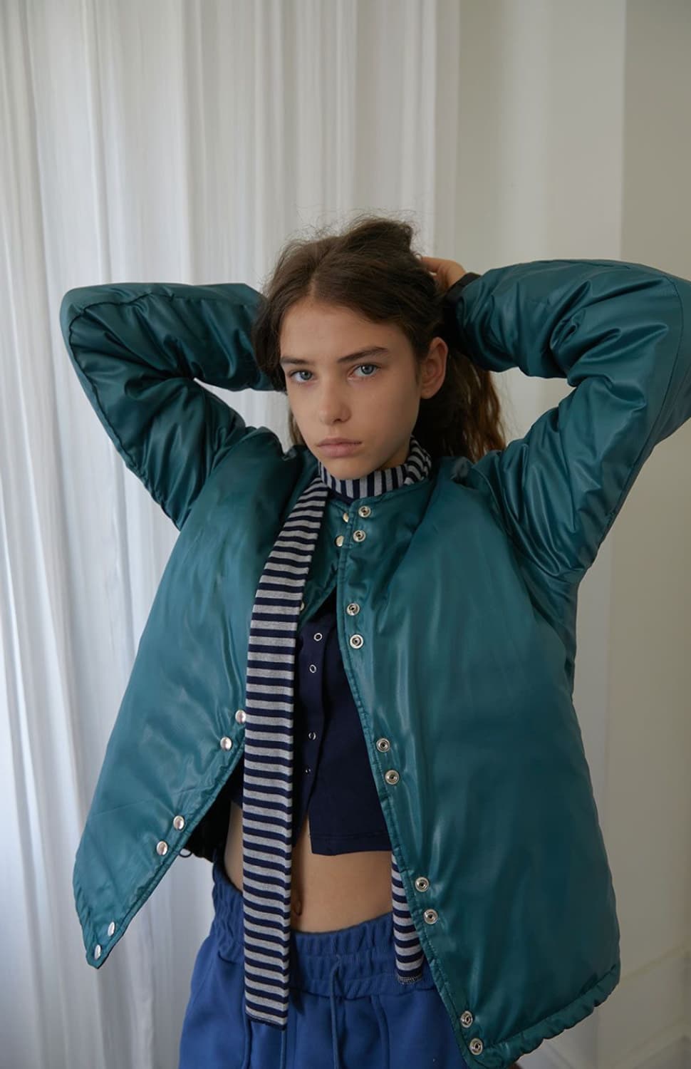 NOCONTENT 더블 패딩 점퍼(black-green) 상품이미지3