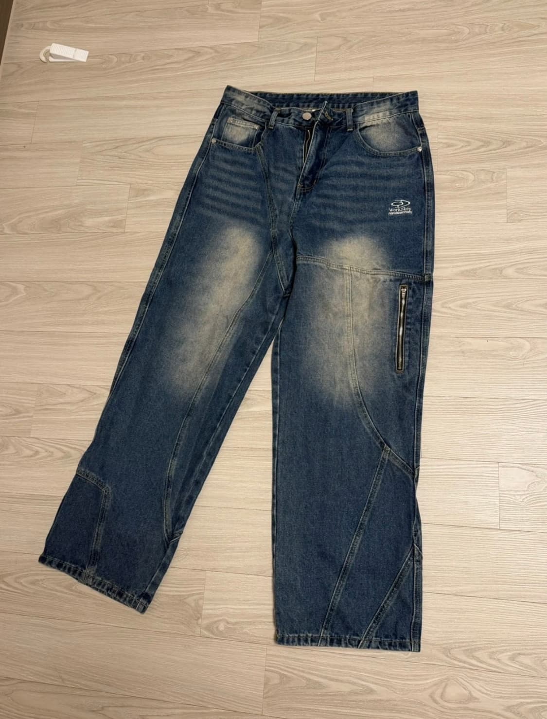 트래블 절개 워싱 데넴 팬츠 인디고 블루 상품이미지2