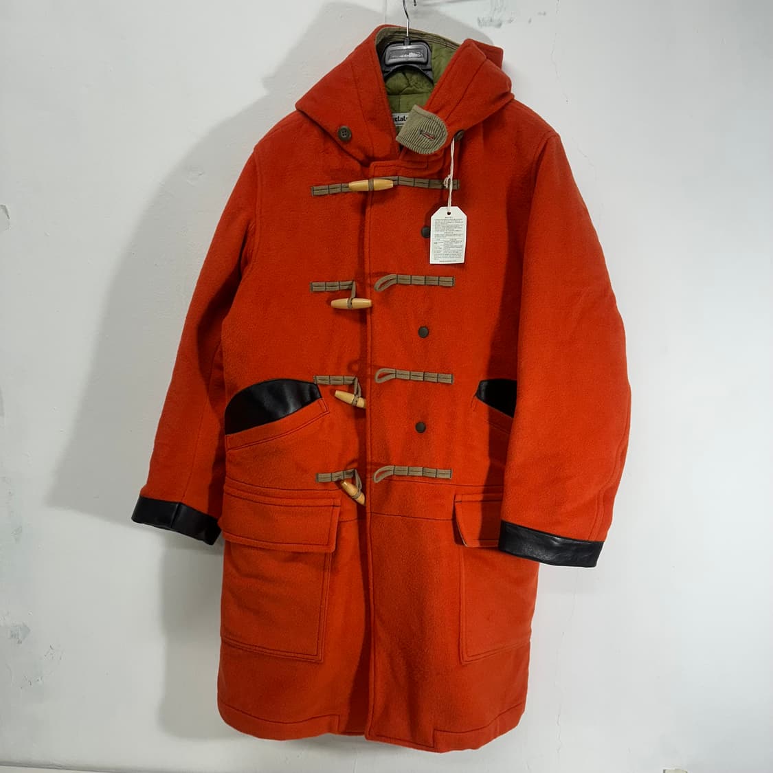 택달린새것 S 스펙테이터 오렌지 가죽배색 더플코트 상품이미지1