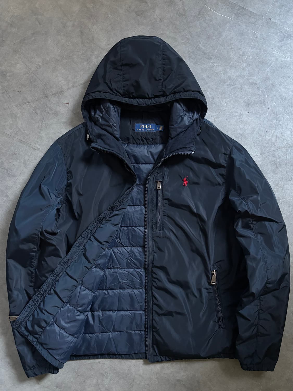 Polo 폴로 랄프로렌 신형라벨 레드포니 네이비컬러 후디드 덕다운 자켓 상품이미지1
