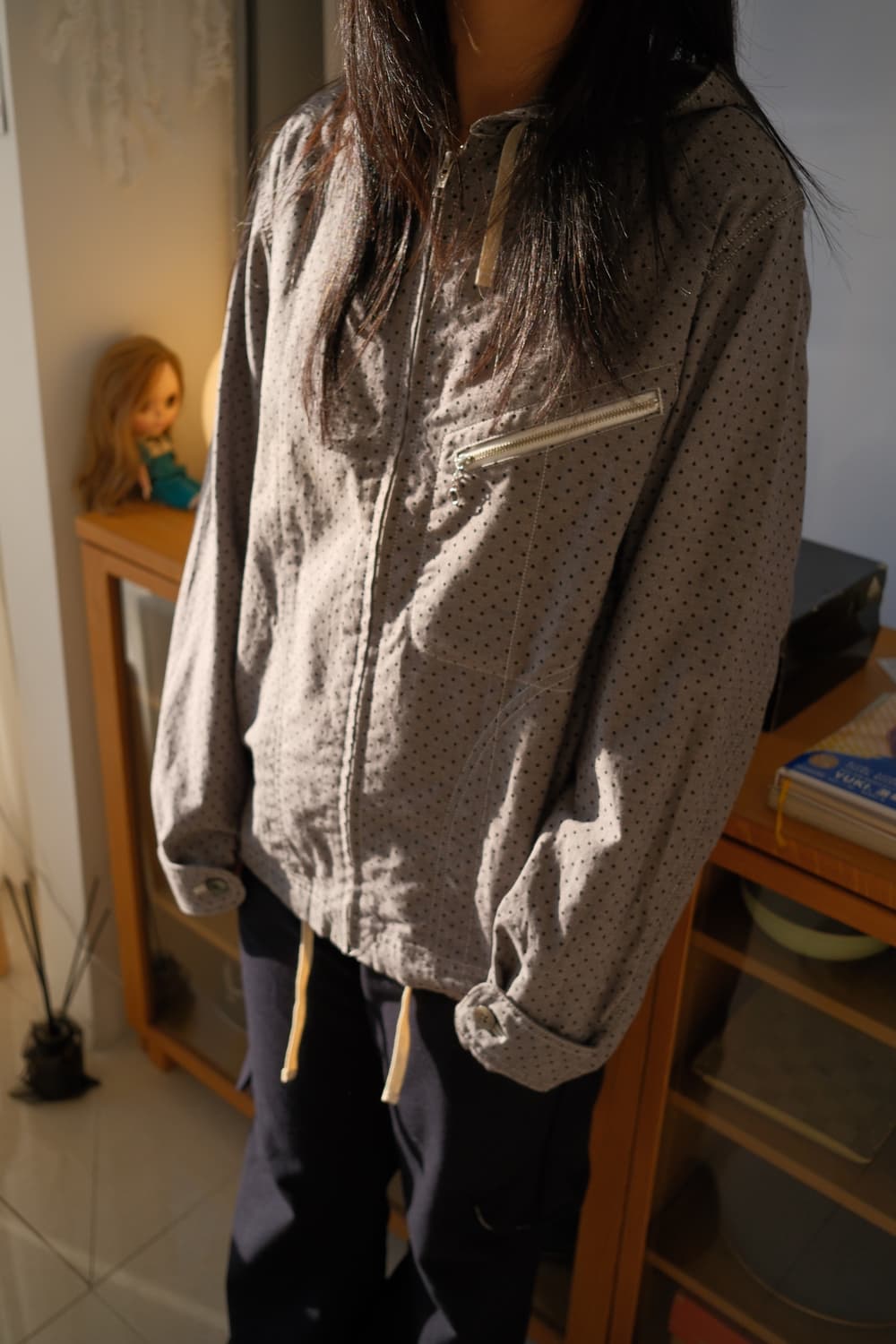 Dot pocket hood zip-up jacket 상품이미지1