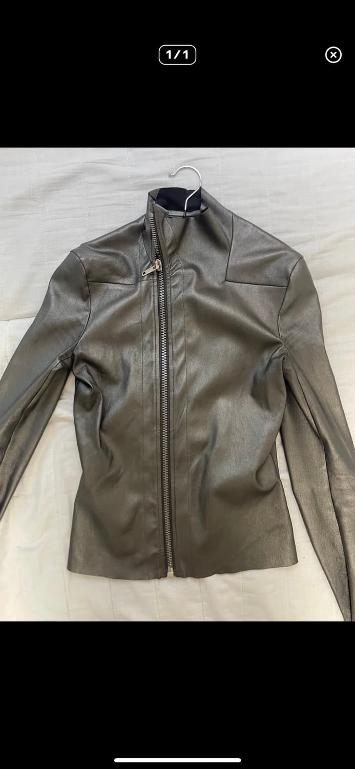 릭오웬스 게리 메탈릭 레더 바이커 자켓 상품이미지4