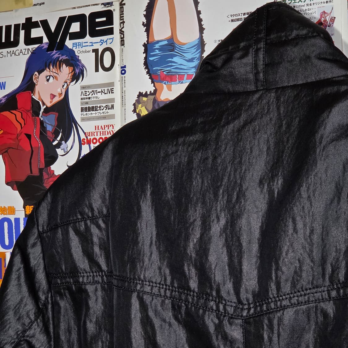 빈티지 유광 코팅 하이넥 블랙 패디드 점퍼 상품이미지6