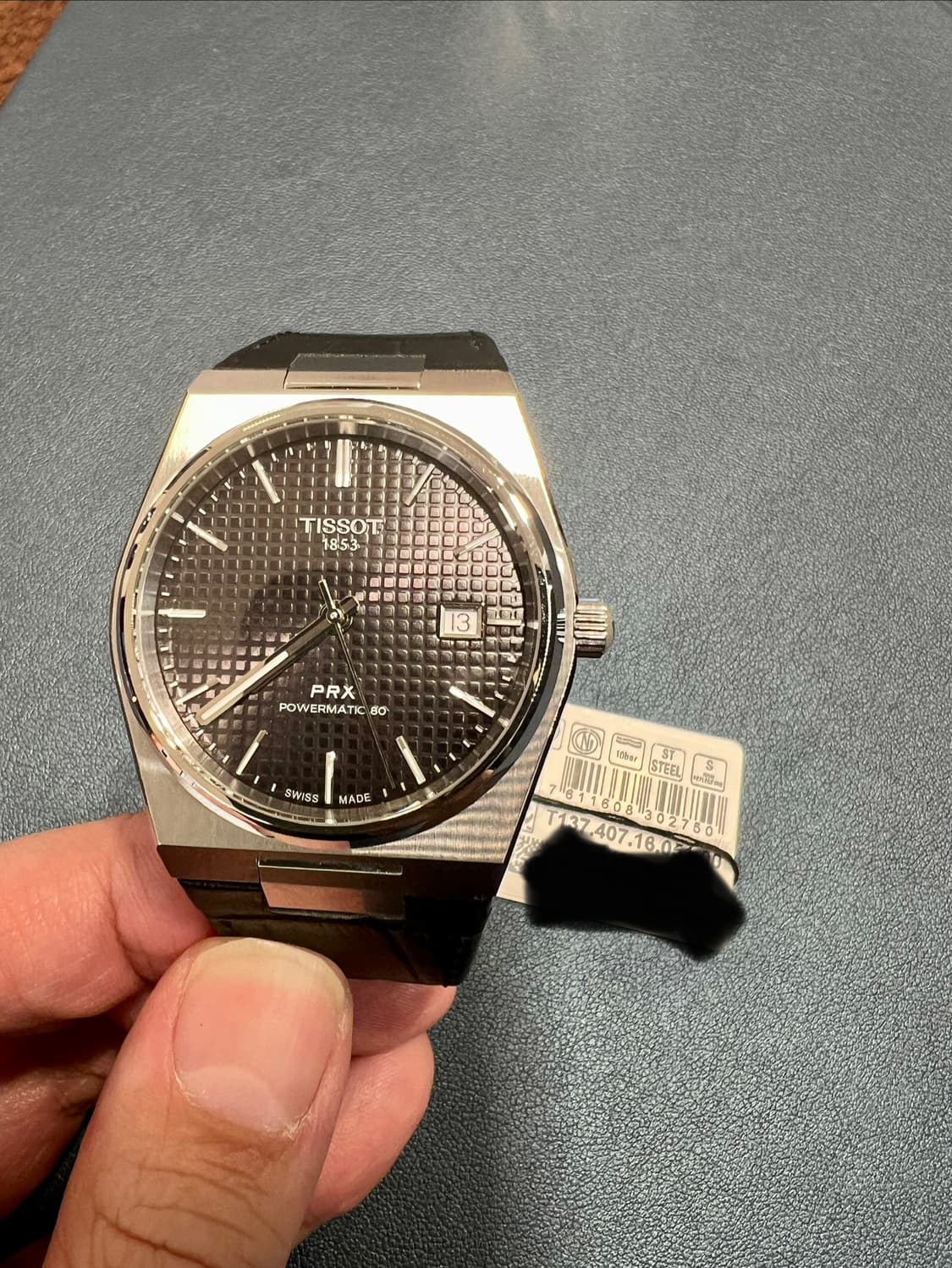 미사용 신품) 티쏘 prx 오토 40mm 블랙 다이얼 블랙 가죽스트랩 상품이미지1