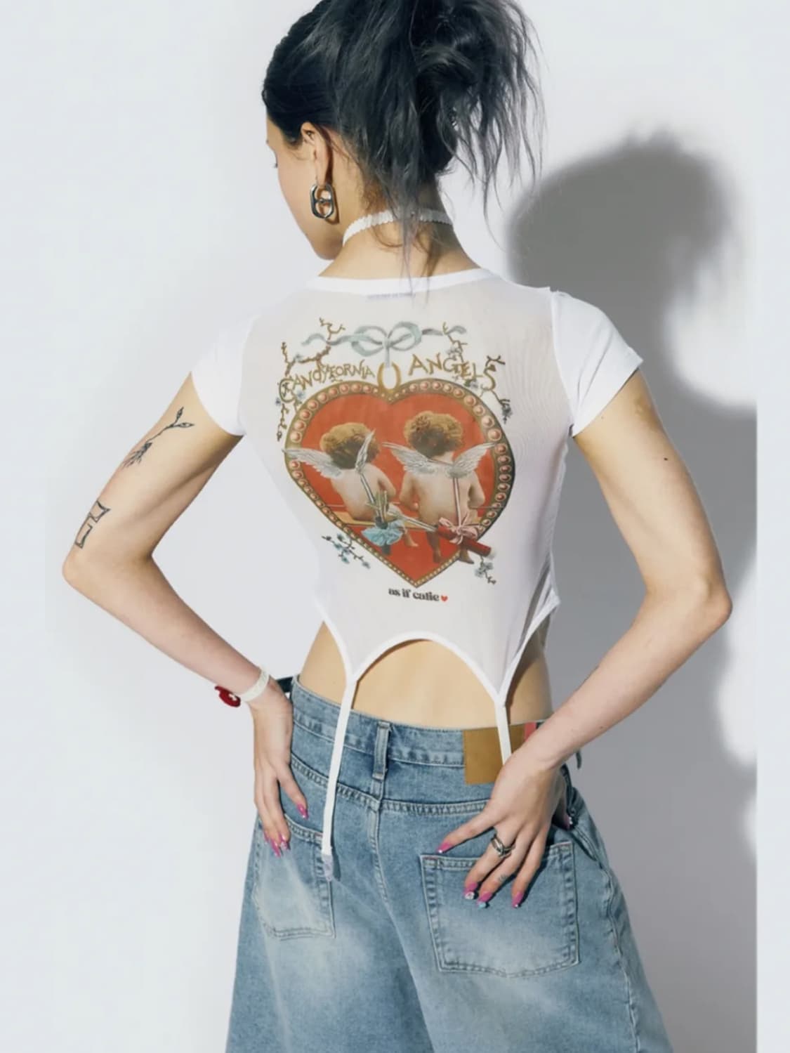 에즈이프 캘리 매쉬 티셔츠(White) 상품이미지1