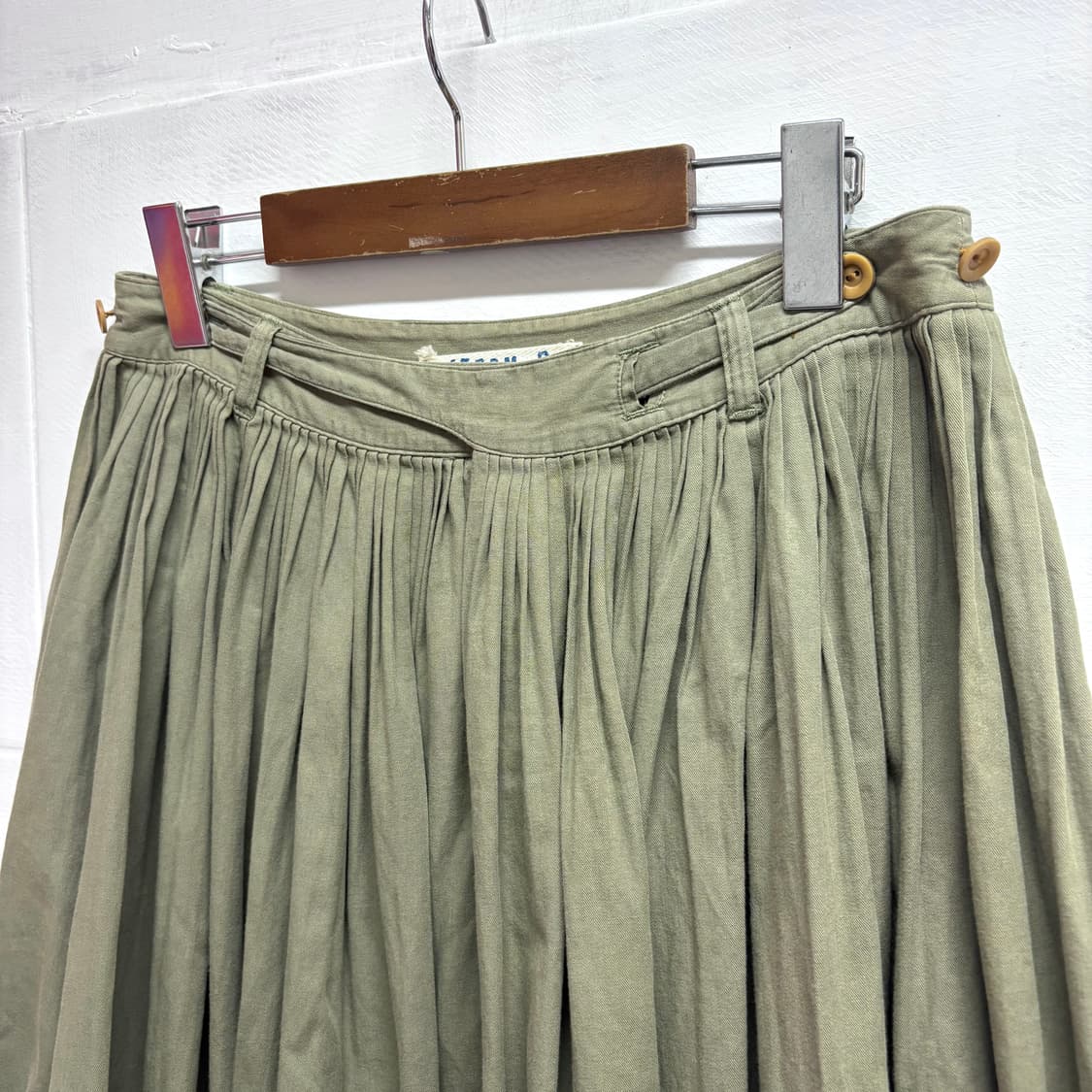 45RPM 카키 주름 미디 스커트 치마 상품이미지3