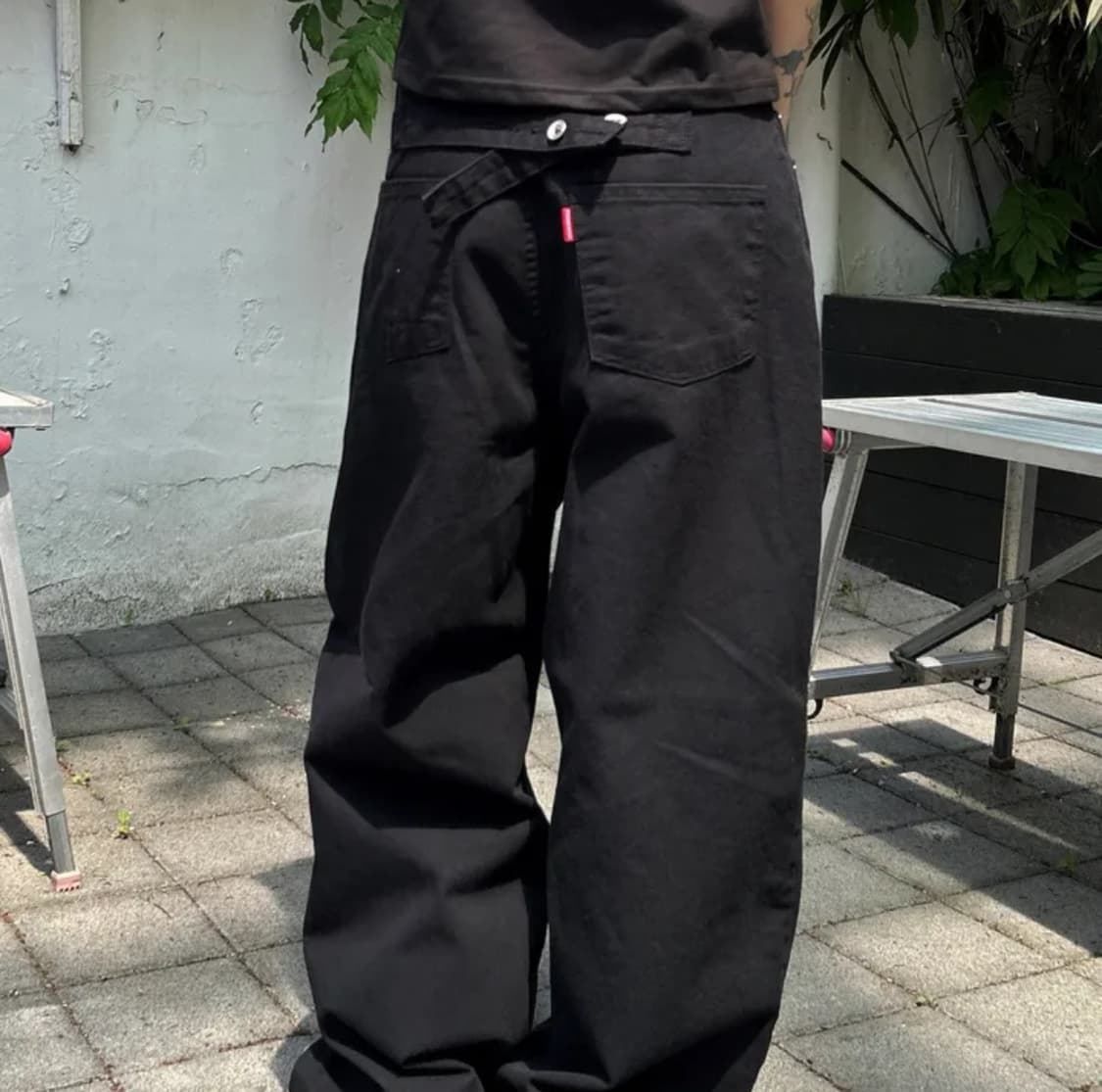 키도 비조 버튼 와이드 워싱 코튼 팬츠 상품이미지1