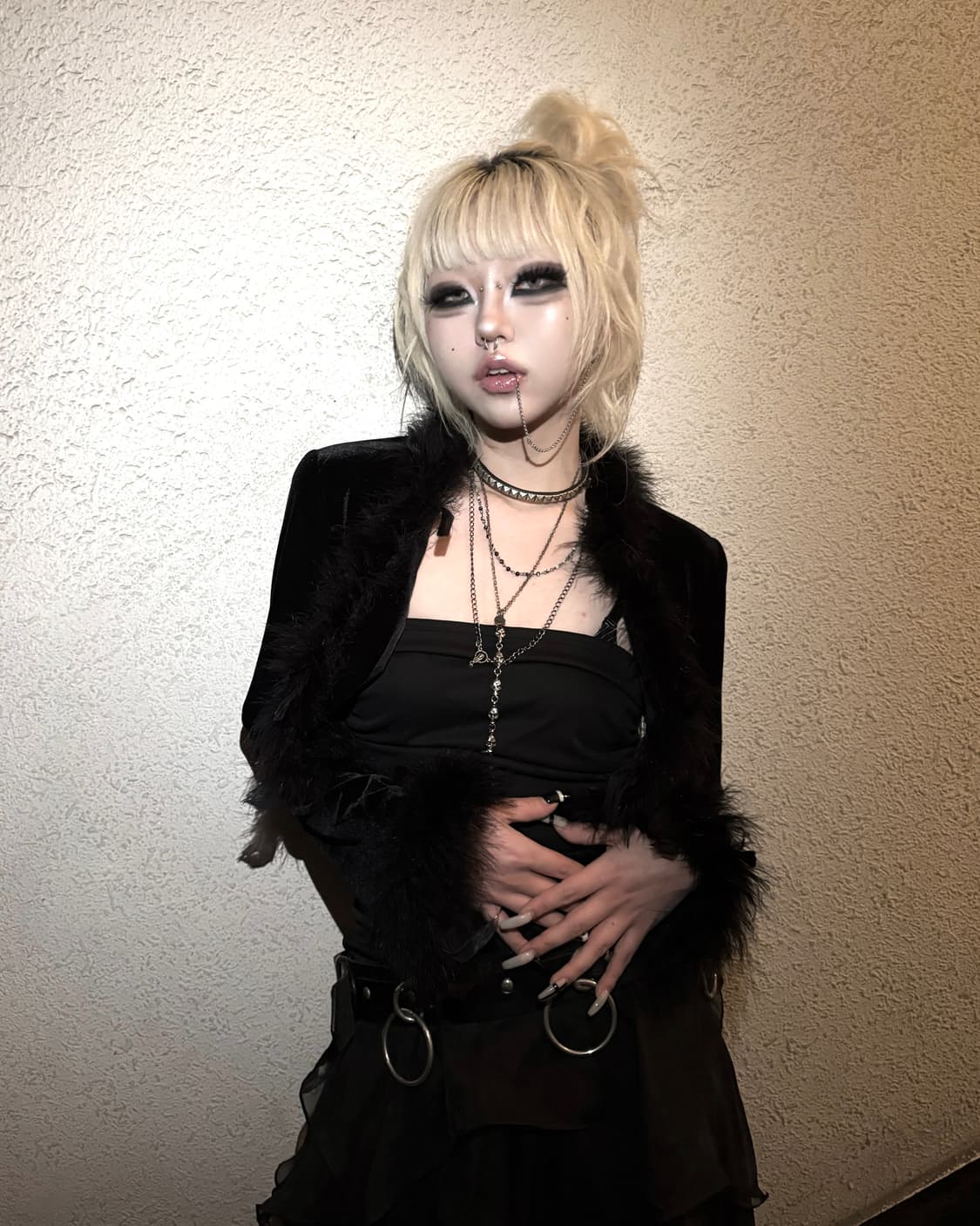 Black Layered Sheer Draping Dress 상품이미지2