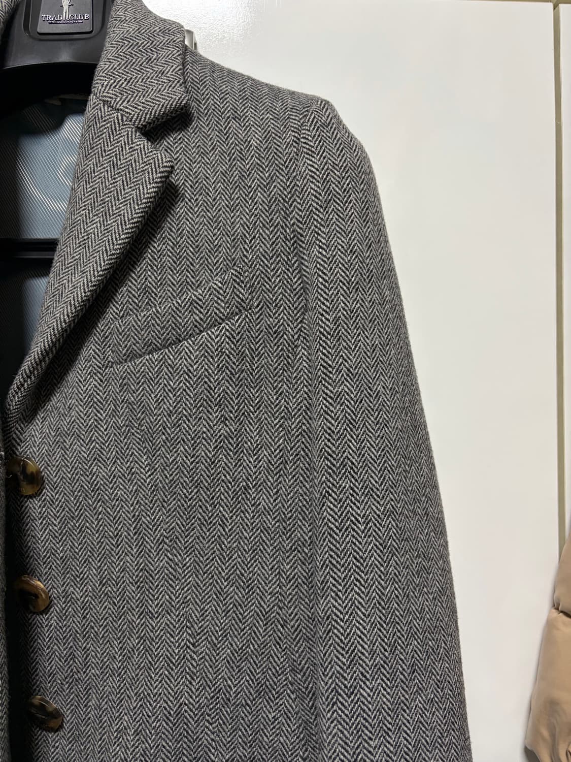 씨엘제로클로즈 여성 그레이 헤링본 싱글 롱코트 상품이미지4