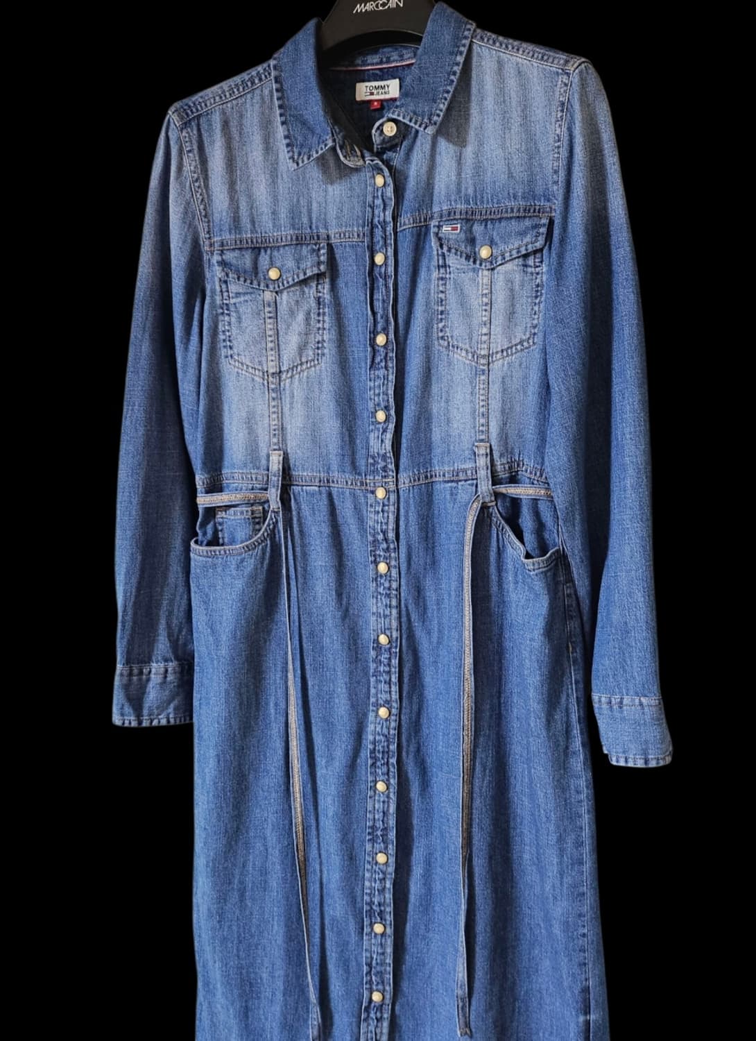 Tommy Jeans 블루 버튼 장식 벨티드 데님 미디원피스 S 상품이미지7