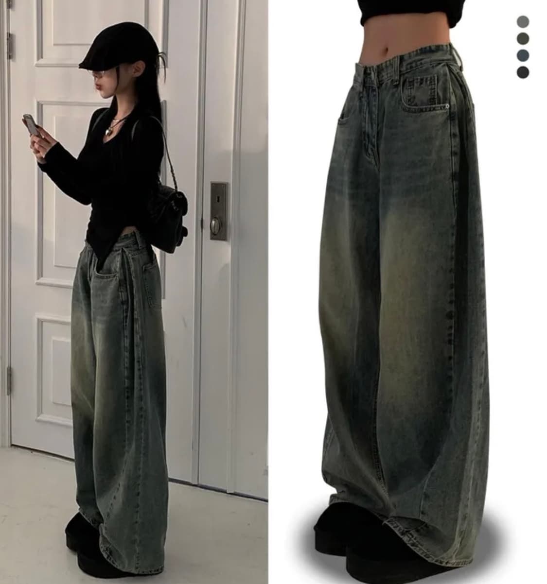 와이드핏 워싱 청바지 상품이미지1