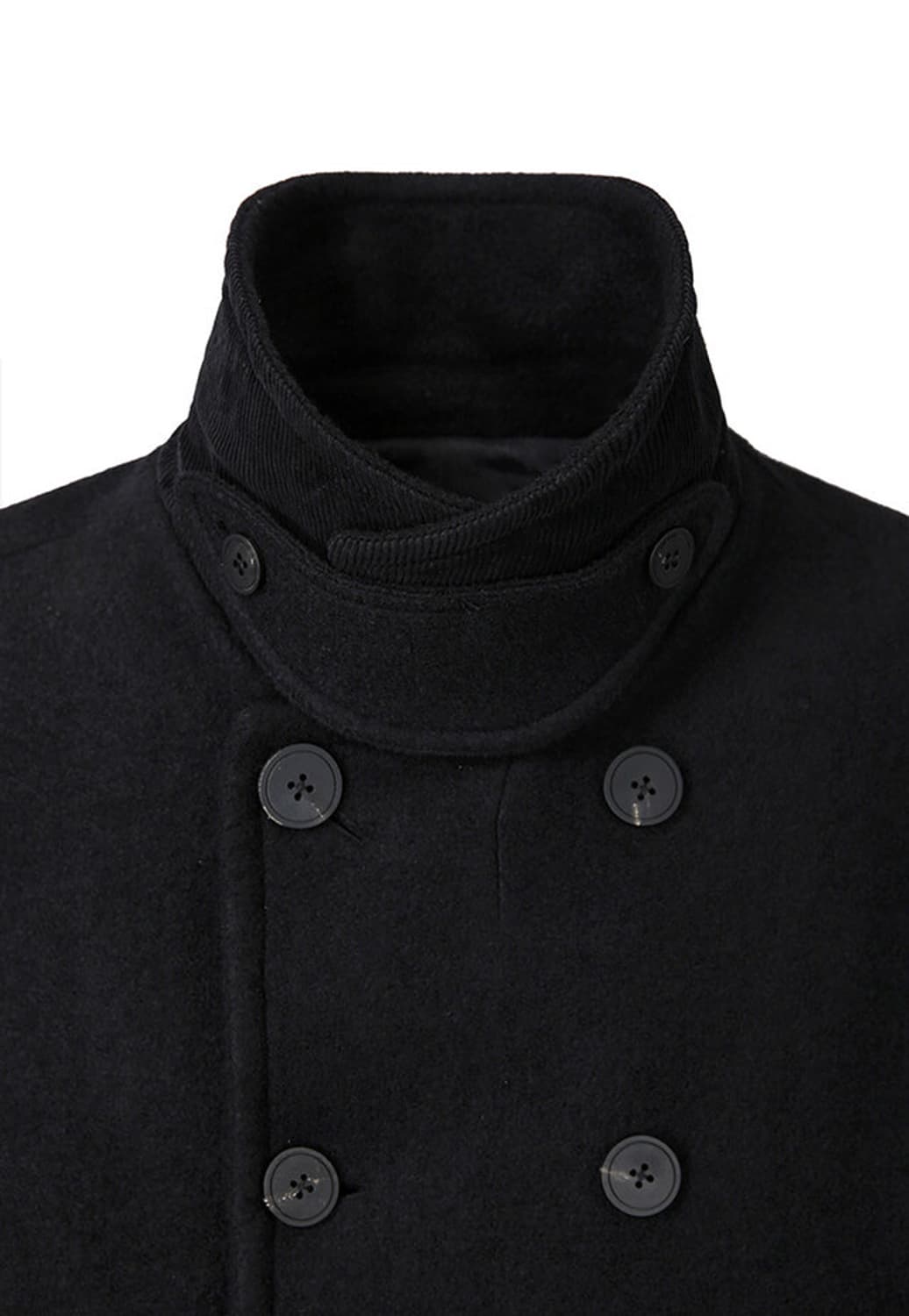Washed Wool Pea Coat_Black 상품이미지10