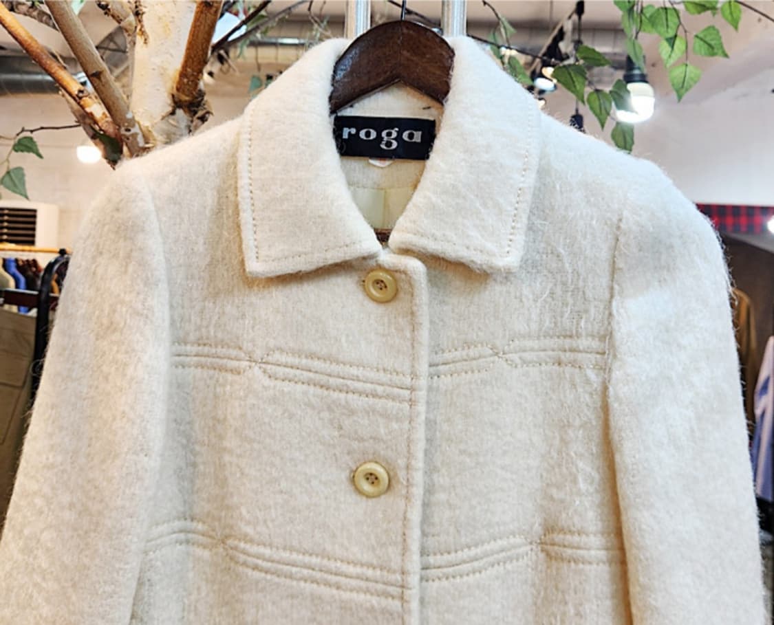 ROGA 일본 빈티지 도톰한 울 아이보리 코트 상품이미지2