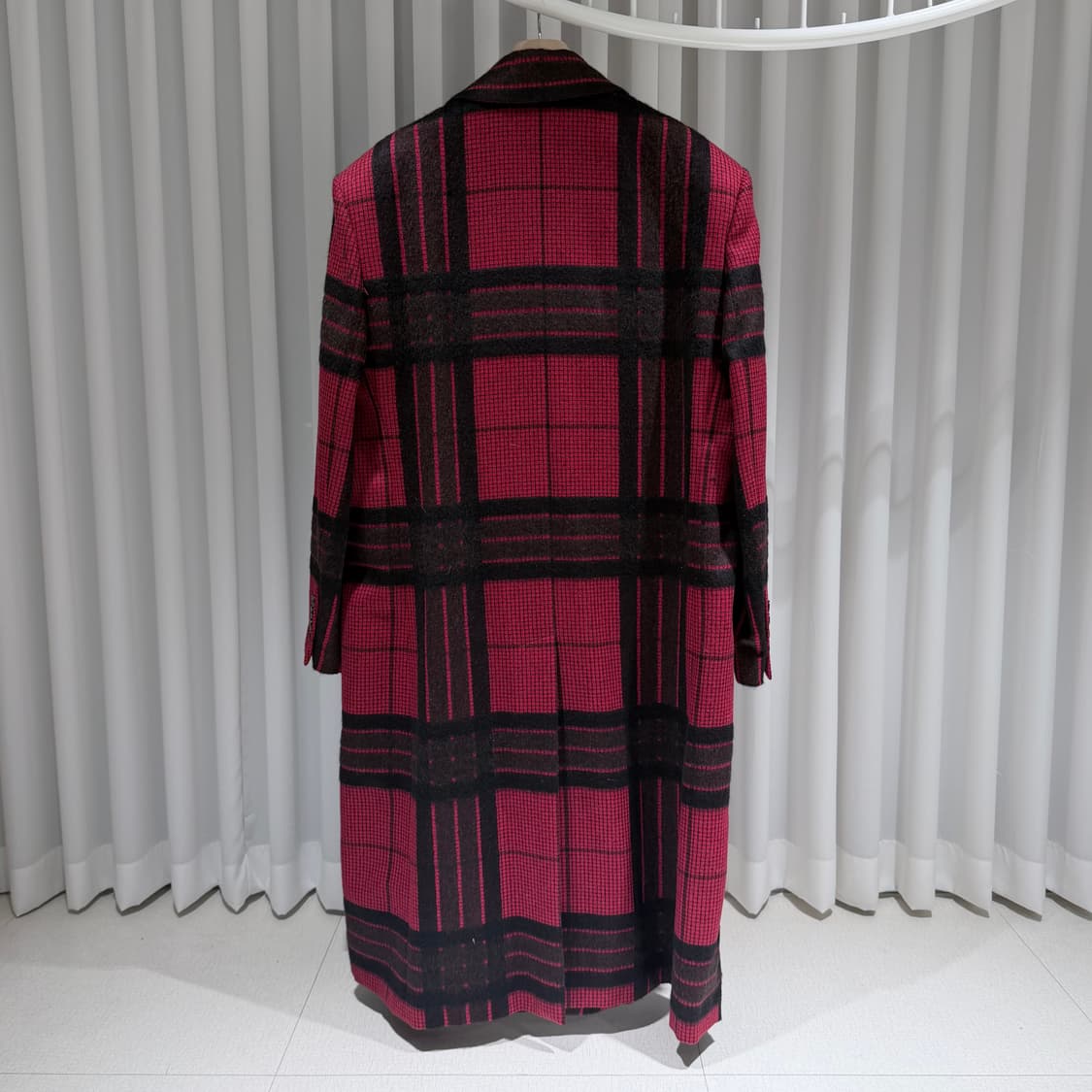 (A+/52) / 루이비통 타탄 체크 오버 코트 자켓 레드 상품이미지4