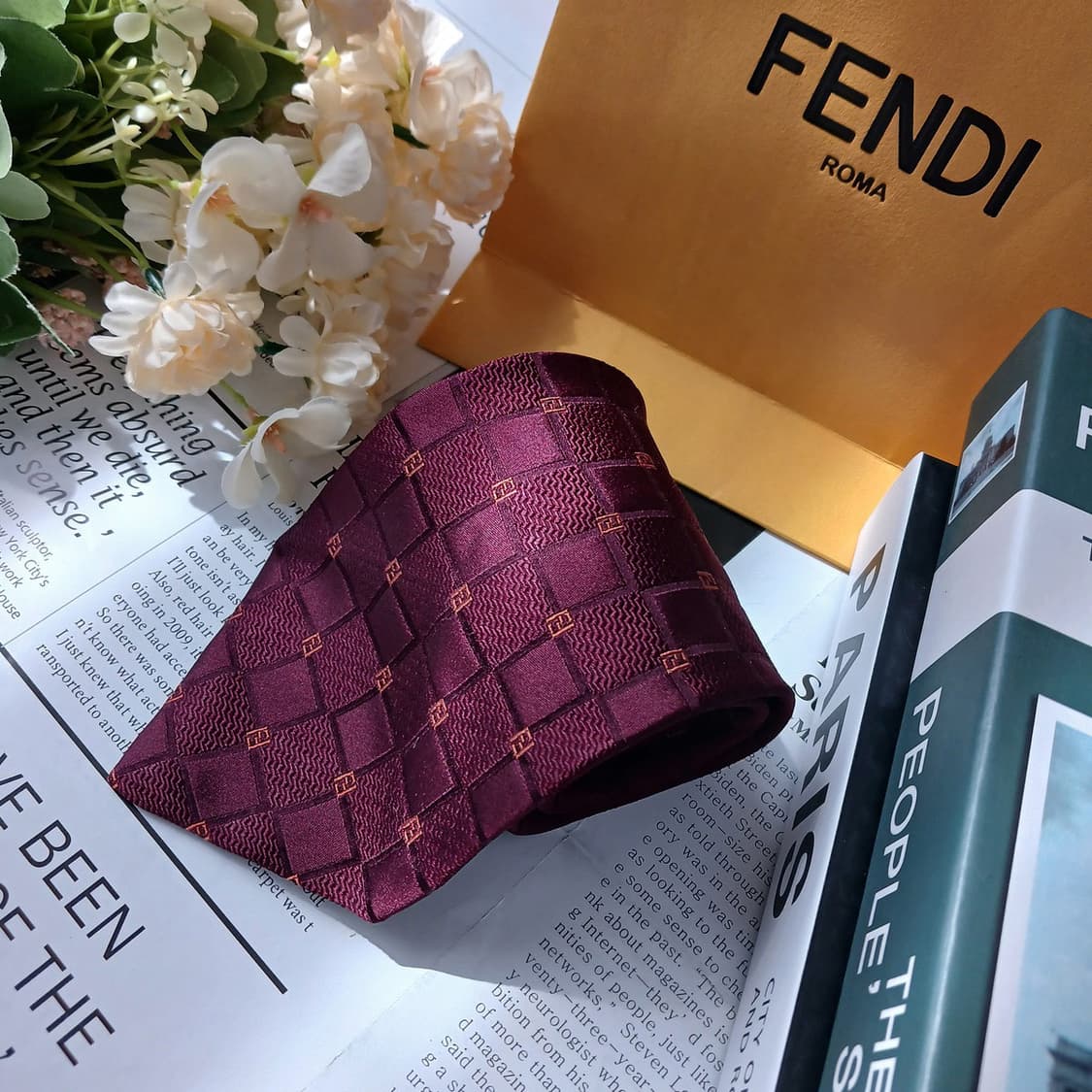 펜디 실크 와인 주카 패턴 넥타이 9.9cm A+~A등급 e879
 상품이미지2