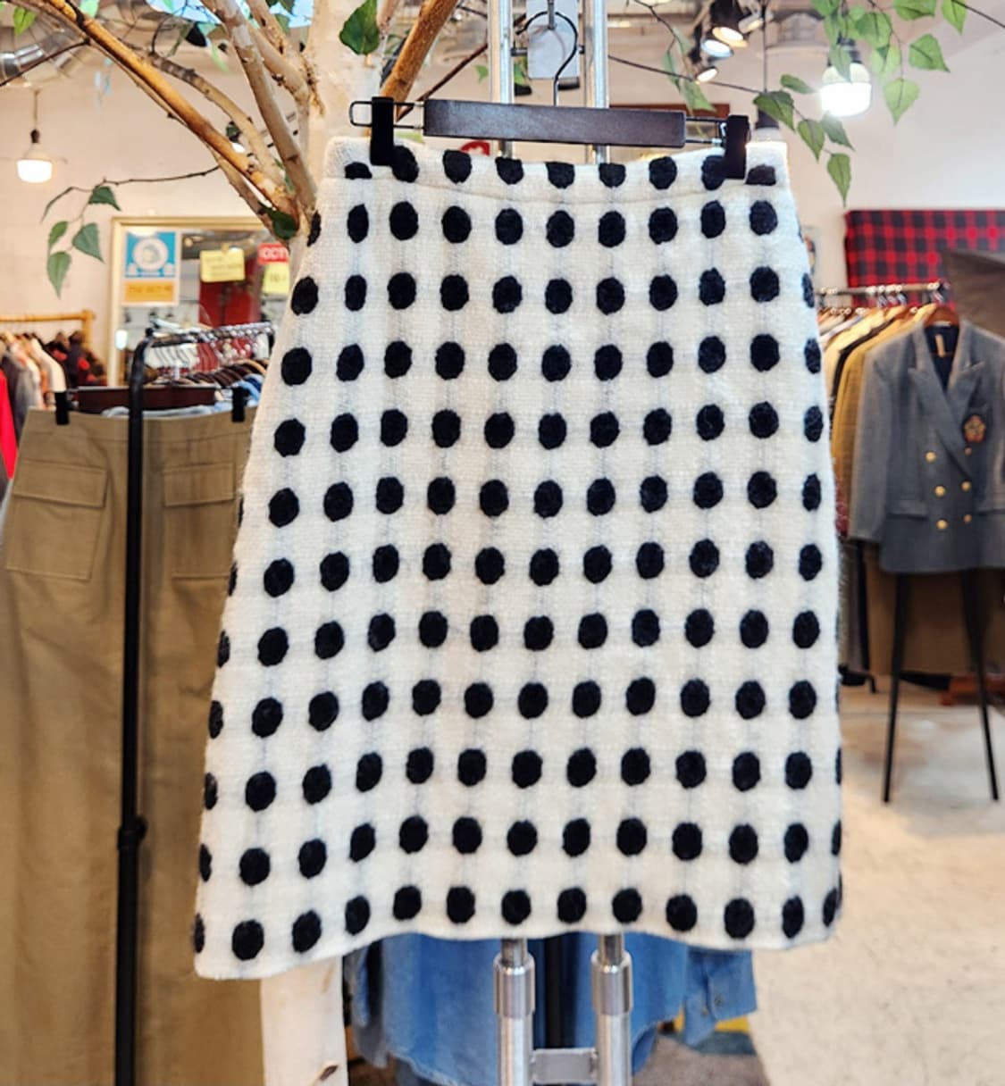 49AV junko shimada 도톰한 울 아이보리 도트 스커트 상품이미지1