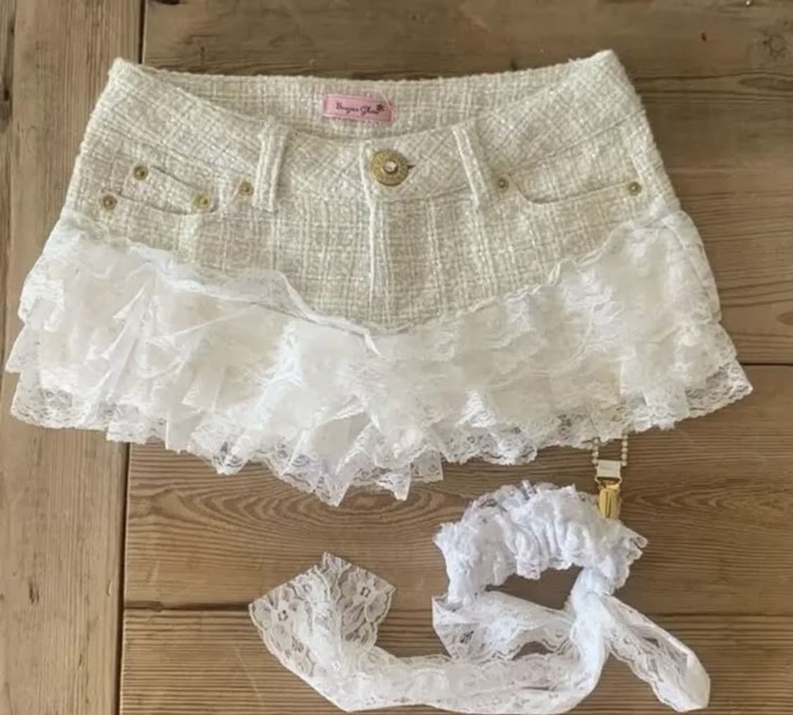 택포•빈티지 ma*rs 마즈 슈가글로스 가터 트위드 숏 팬츠 반바지 상품이미지1