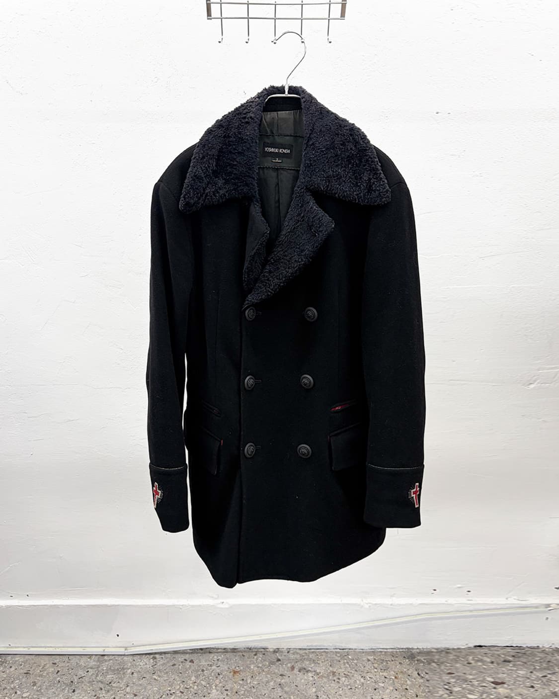 요시유키 코니시 더블 브레스티드 피 코트 상품이미지1