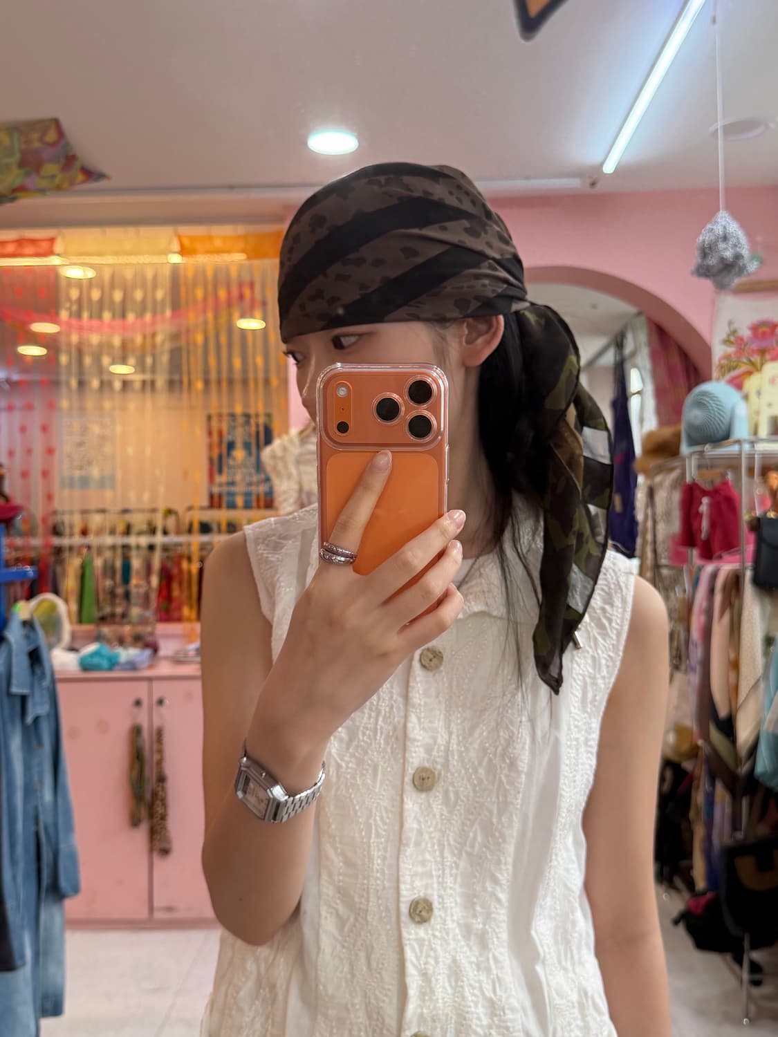 빈티지 호피 스트라이프 스카프 상품이미지2