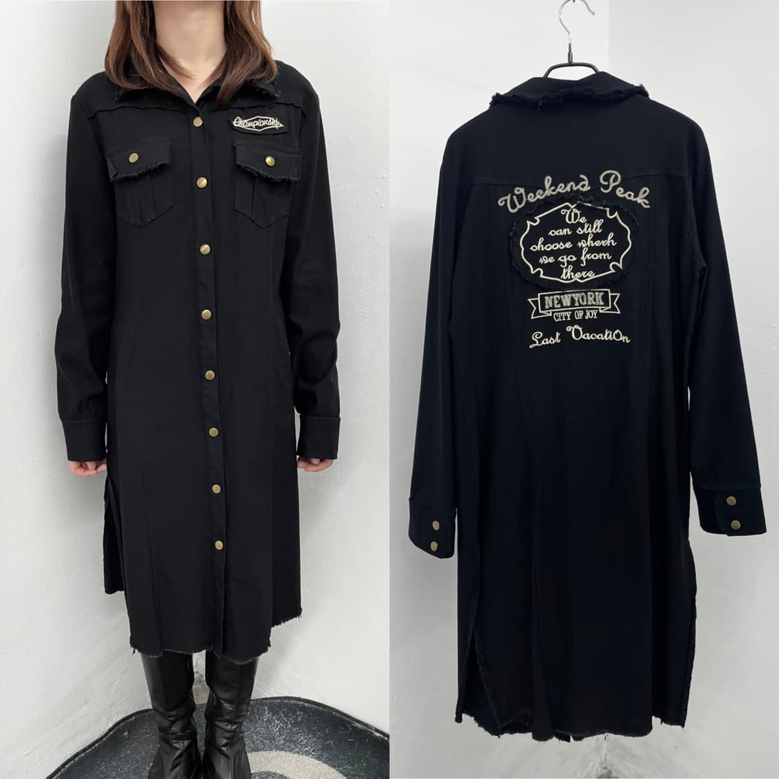 펑크 자수 패치 원피스 상품이미지1