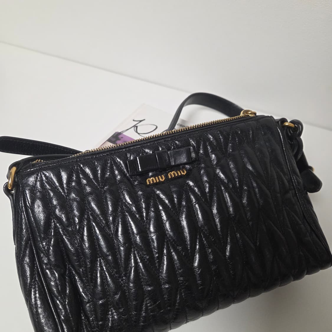 miumiu 미우미우 정품 마틀라세 금장 샤이니카프 숄더백 보우백 리본백 상품이미지8