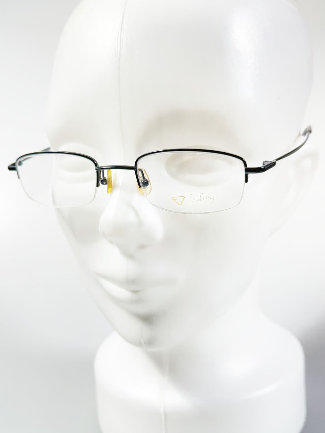 FEELING EYEWEAR 블랙 반무테 스퀘어 메탈 빈티지 안경 상품이미지8