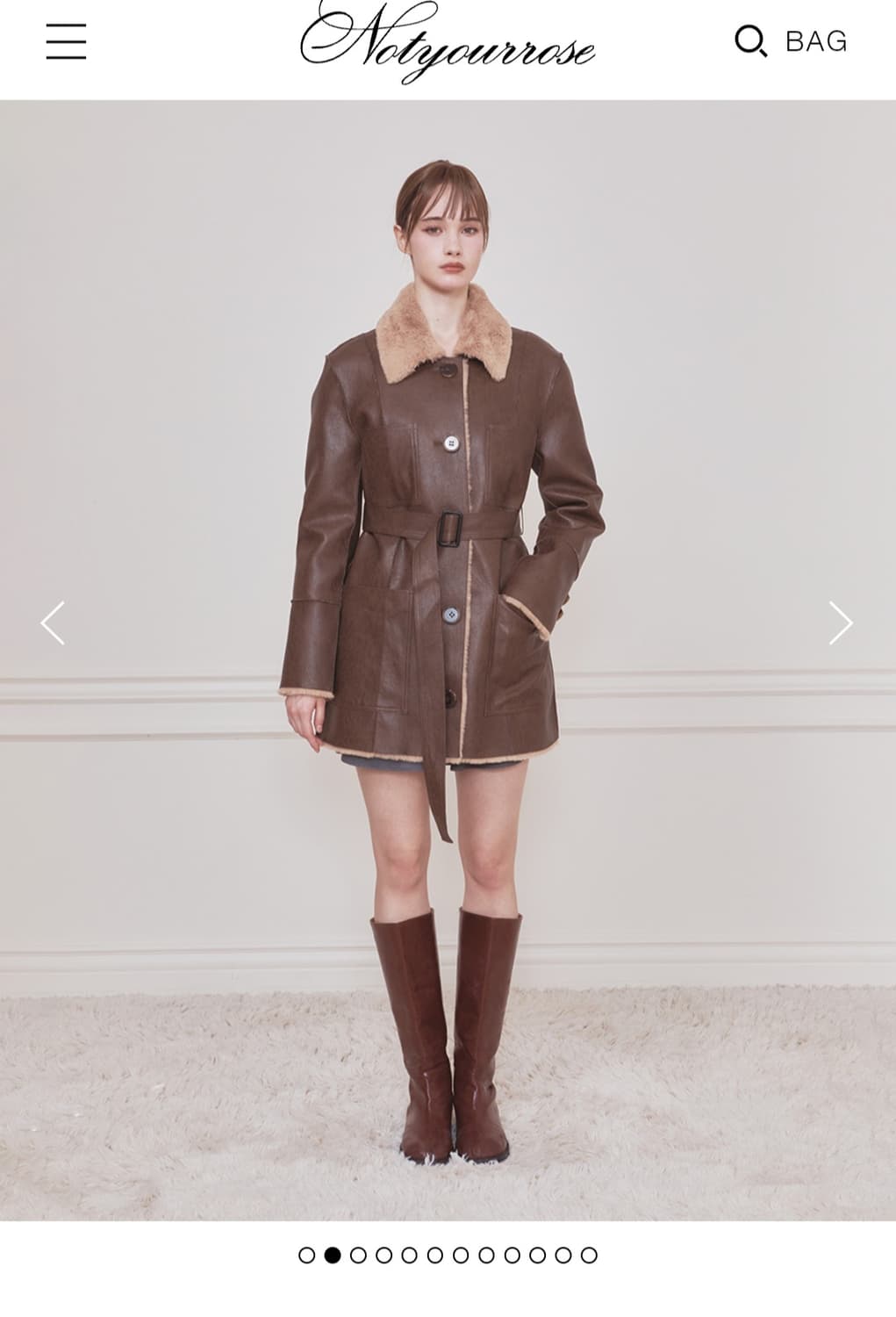 낫유어로즈 무스탕 리버서블 코트 브라운 상품이미지3