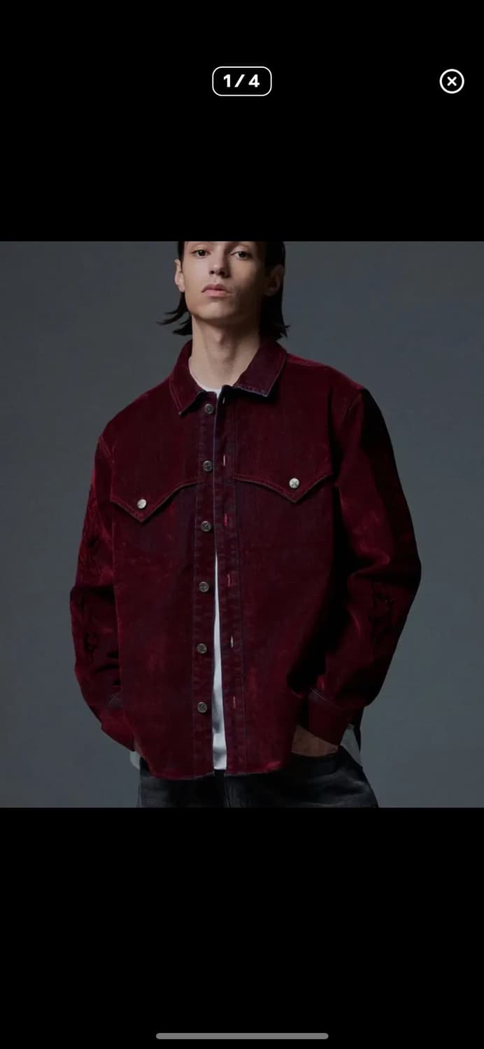 낫포너드 버건디 벨벳 셔츠 L 상품이미지1