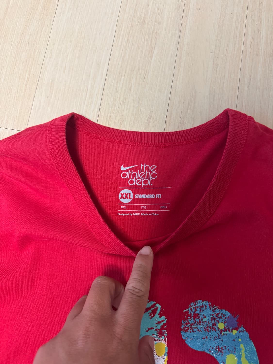 나이키 애슬래틱 레드 반팔티 실측 XL 사이즈 상품이미지3