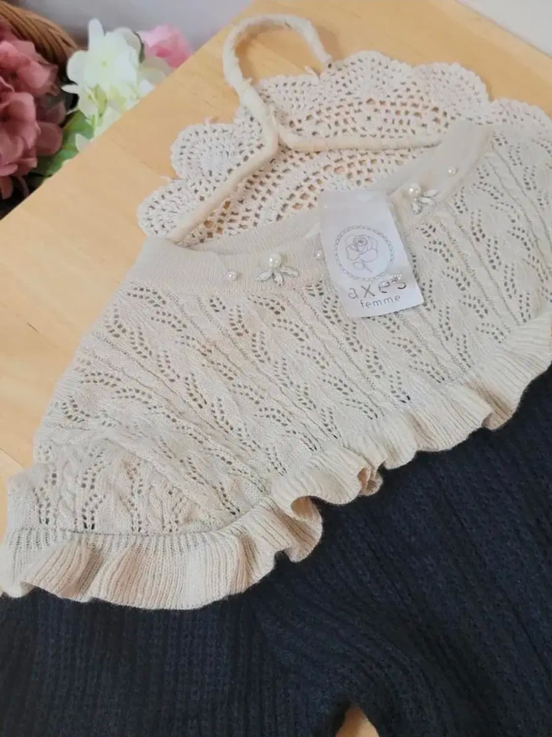 일본빈티지 새제품 axes femme 블랙 니트 원피스 상품이미지3