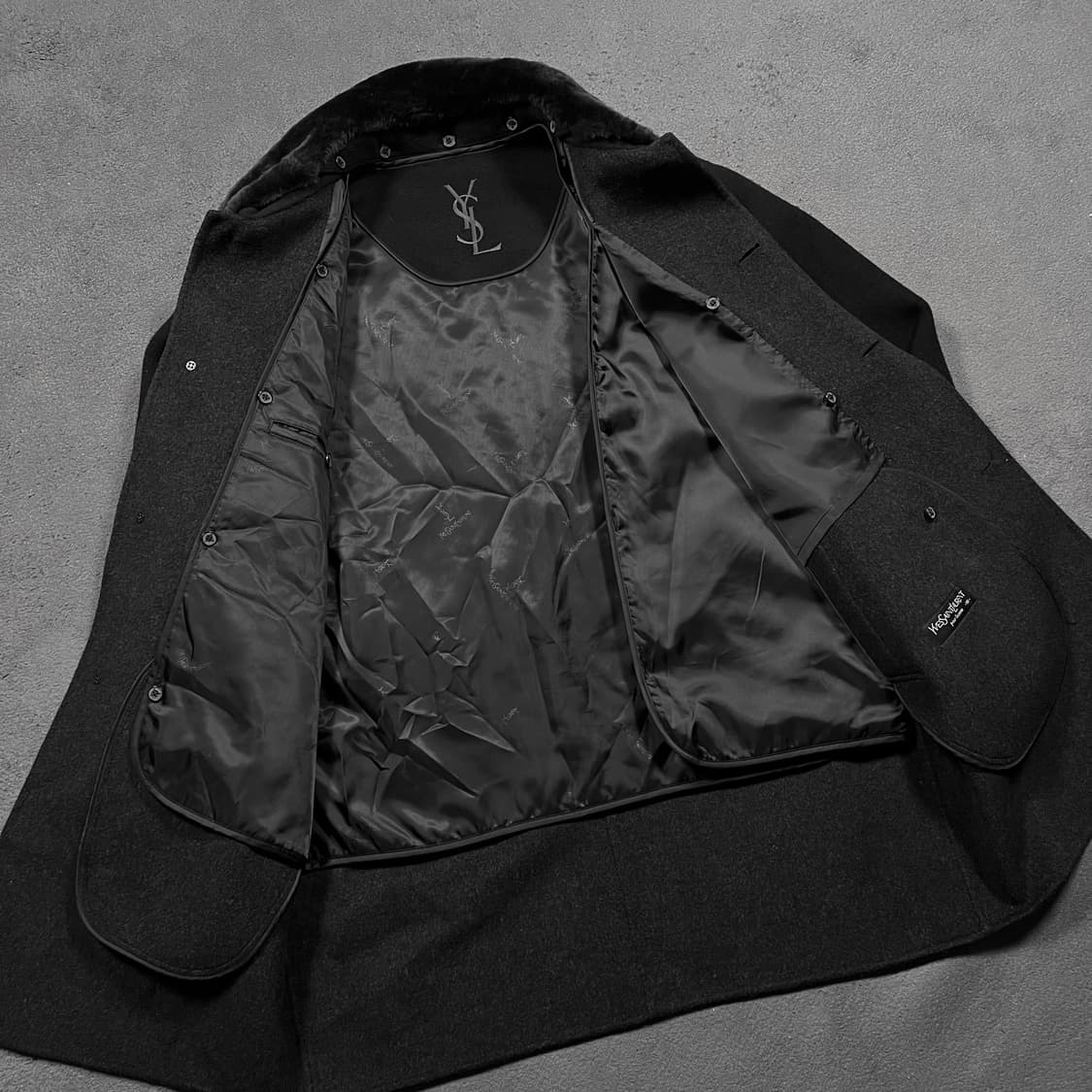 90's 입생로랑 울 캐시미어 하프코트 상품이미지4