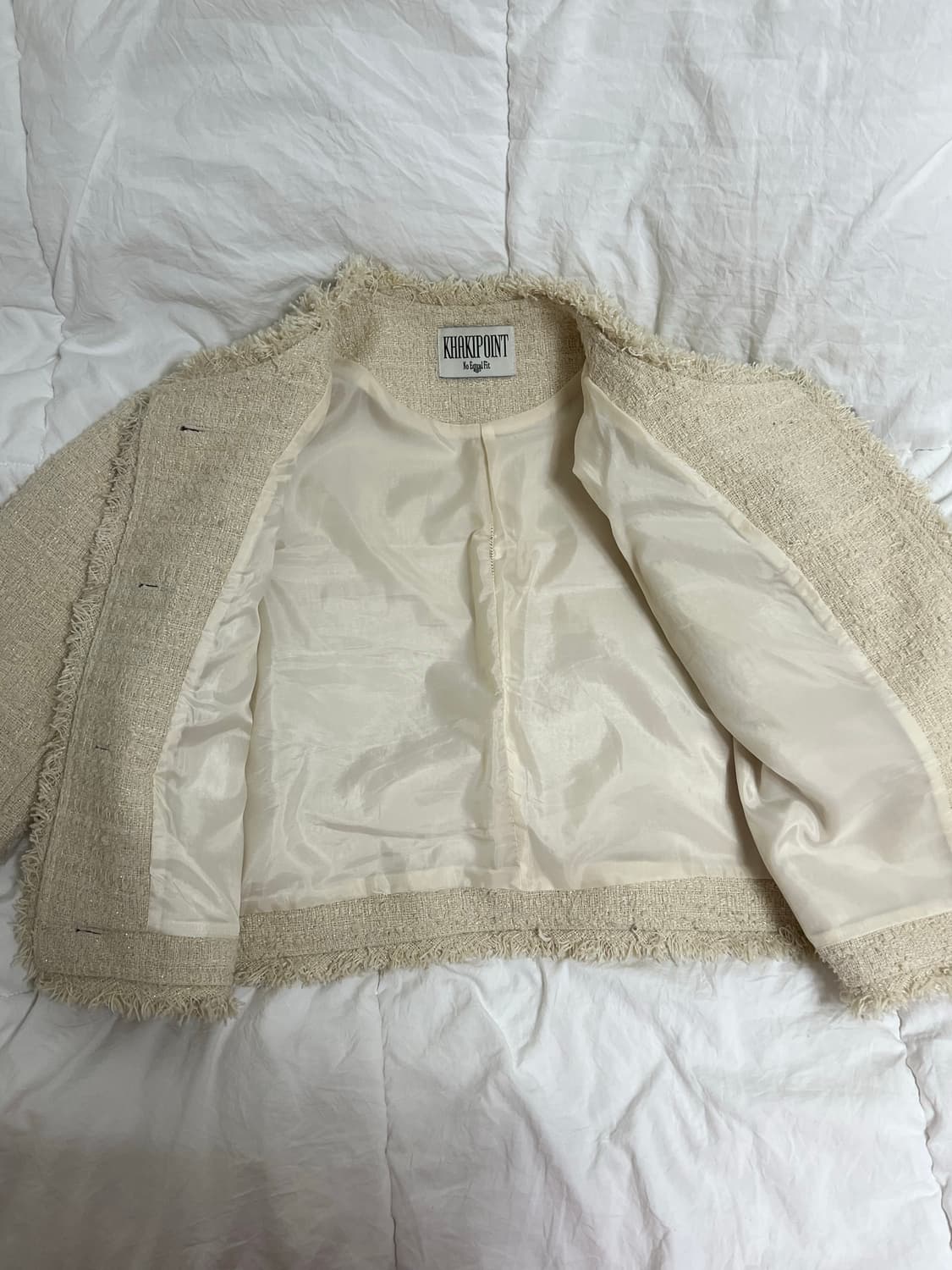 카키포인트 크롭 트위드 아이보리 상품이미지6