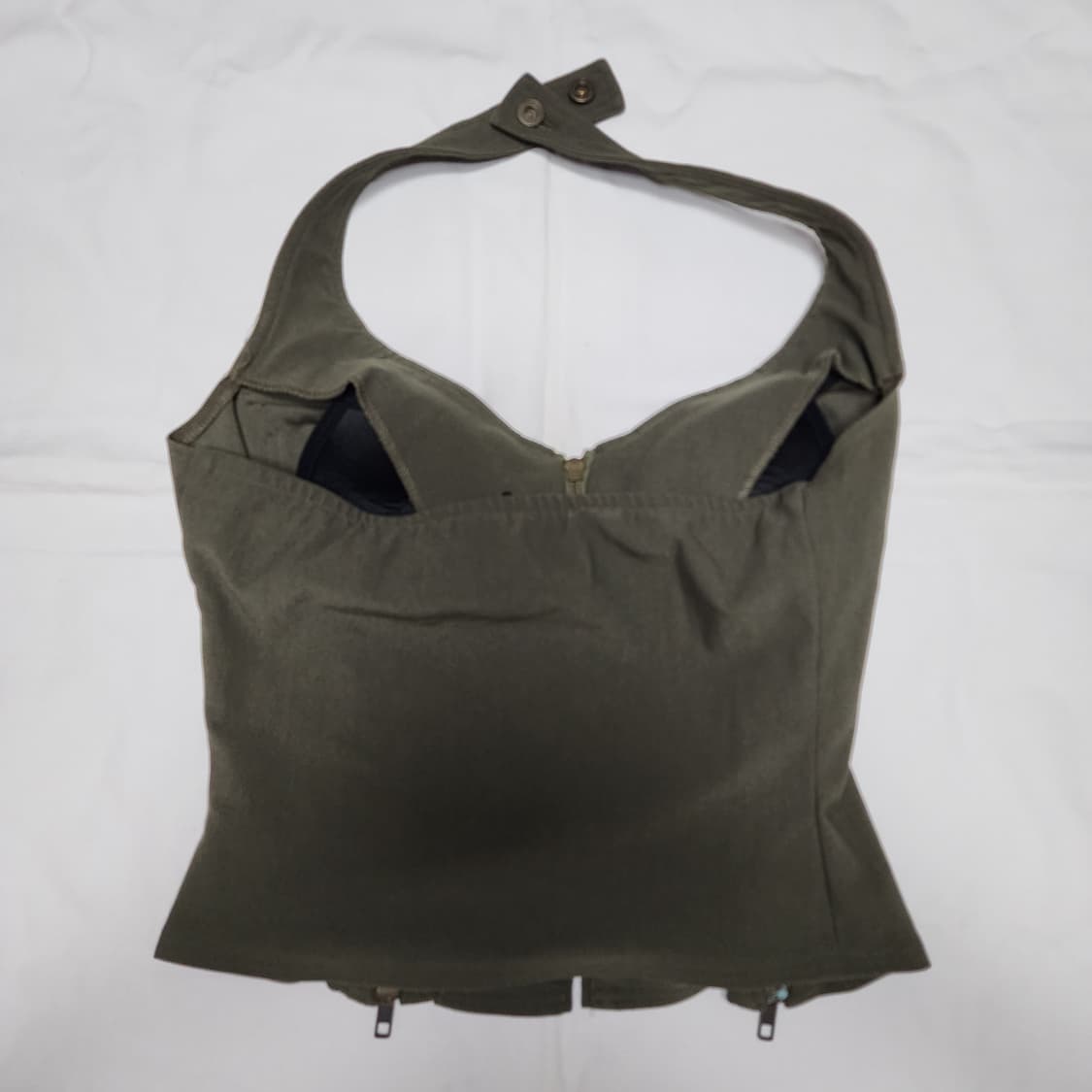 빈티지 카키 홀터넥 나시 슬리브리스 상품이미지3