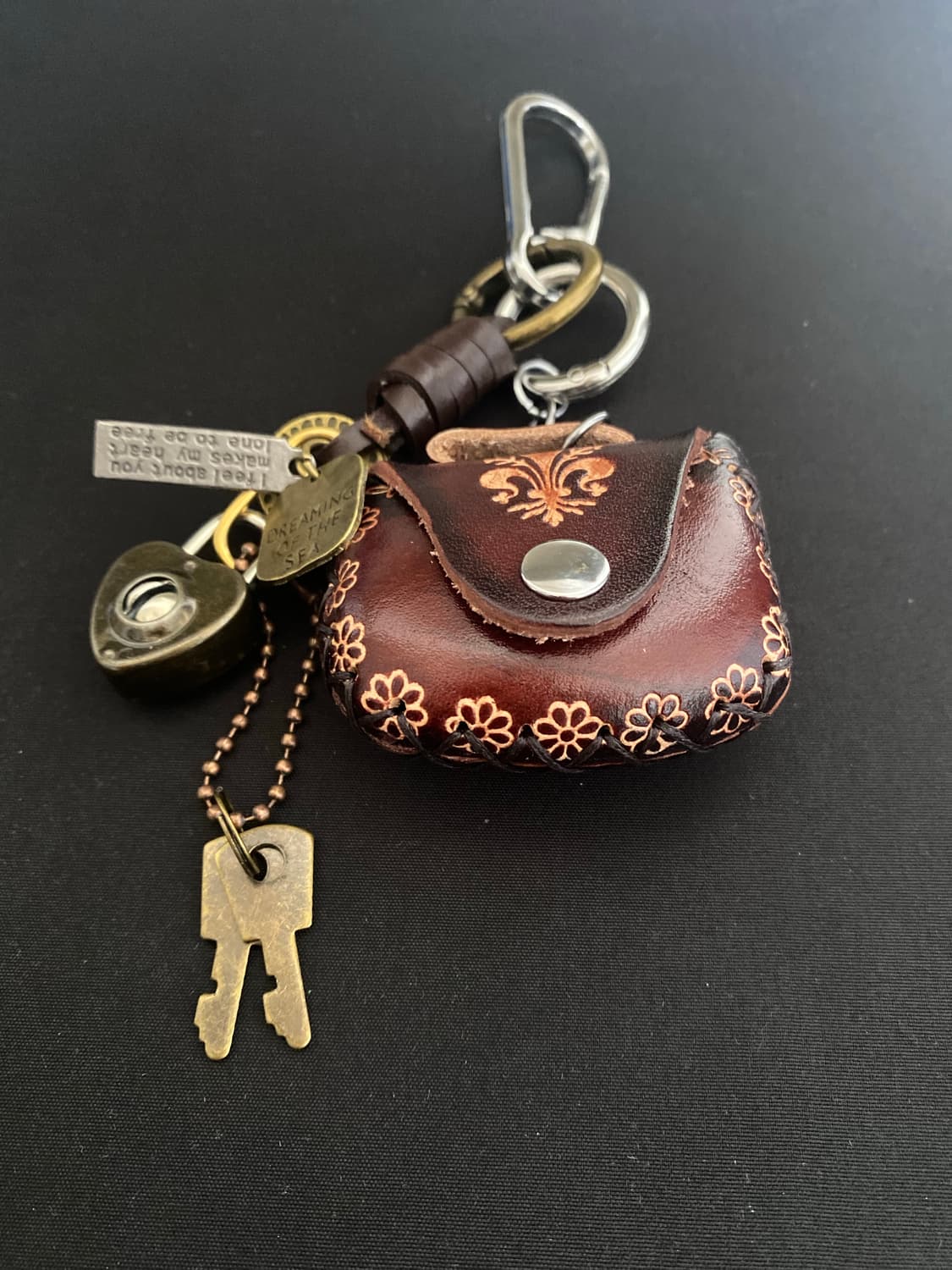 빈티지 레더 미니 파우치 키링 상품이미지2