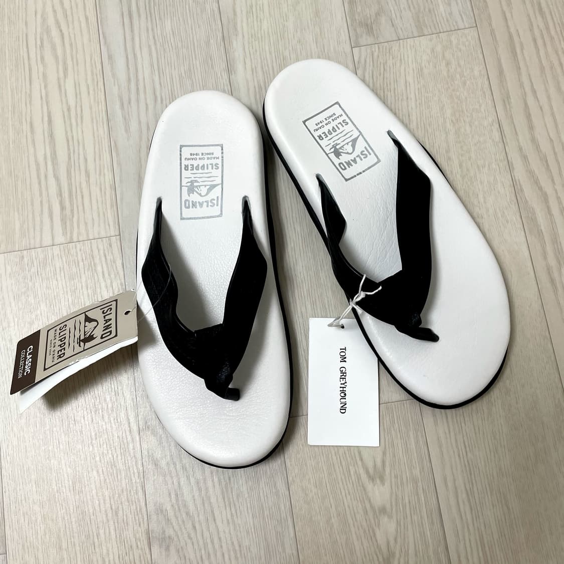 아일랜드/ 화이트 블랙 레더 슬리퍼/ 9 상품이미지1