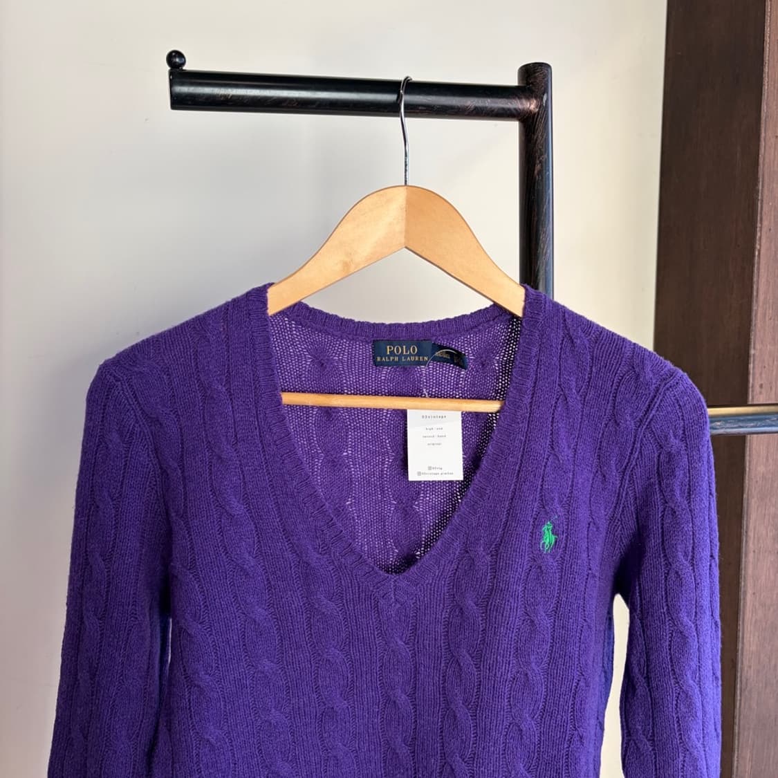 15293 -폴로랄프로렌브이넥 케이블 울니트(울 90% 캐시미어 10%) 상품이미지1