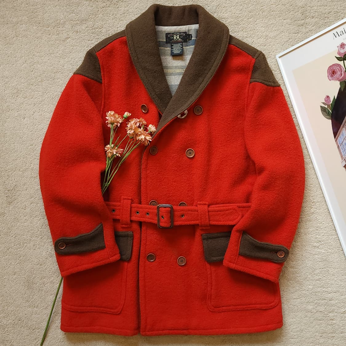 90s 폴로 더블알엘 헤비울 벨티드 랜치코트 L 상품이미지1