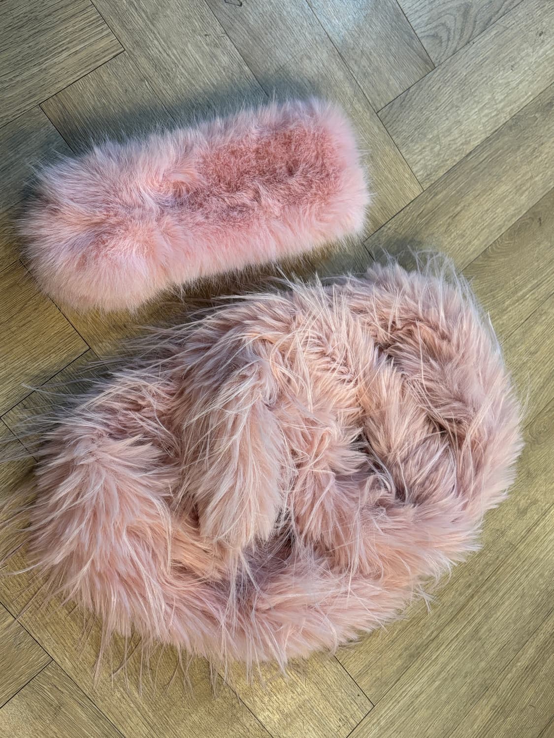 핑크퍼 헤어밴드/머플러 세트 상품이미지1