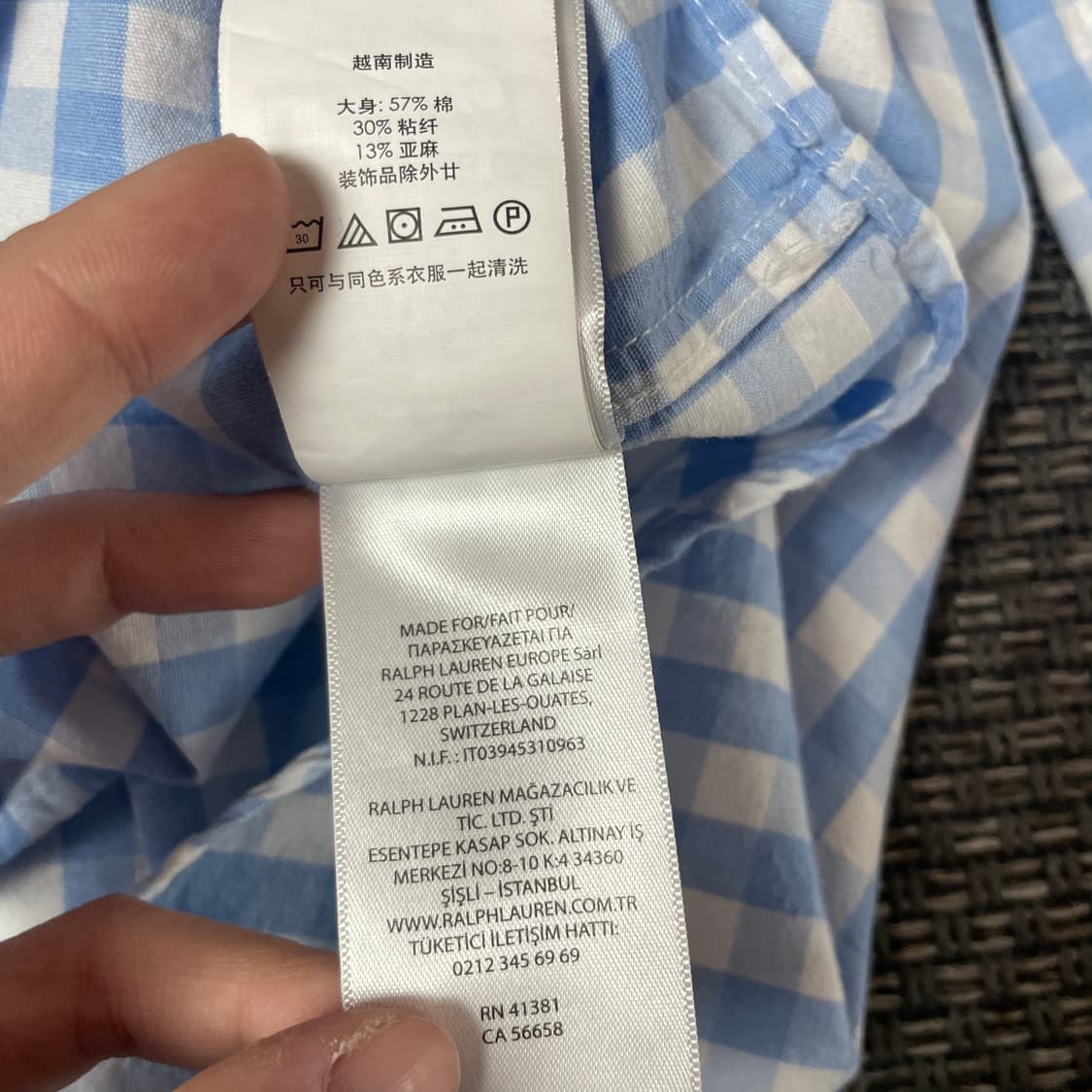 폴로랄프로렌 네이비로고 블루 깅엄 체크 셔츠 XL 상품이미지7