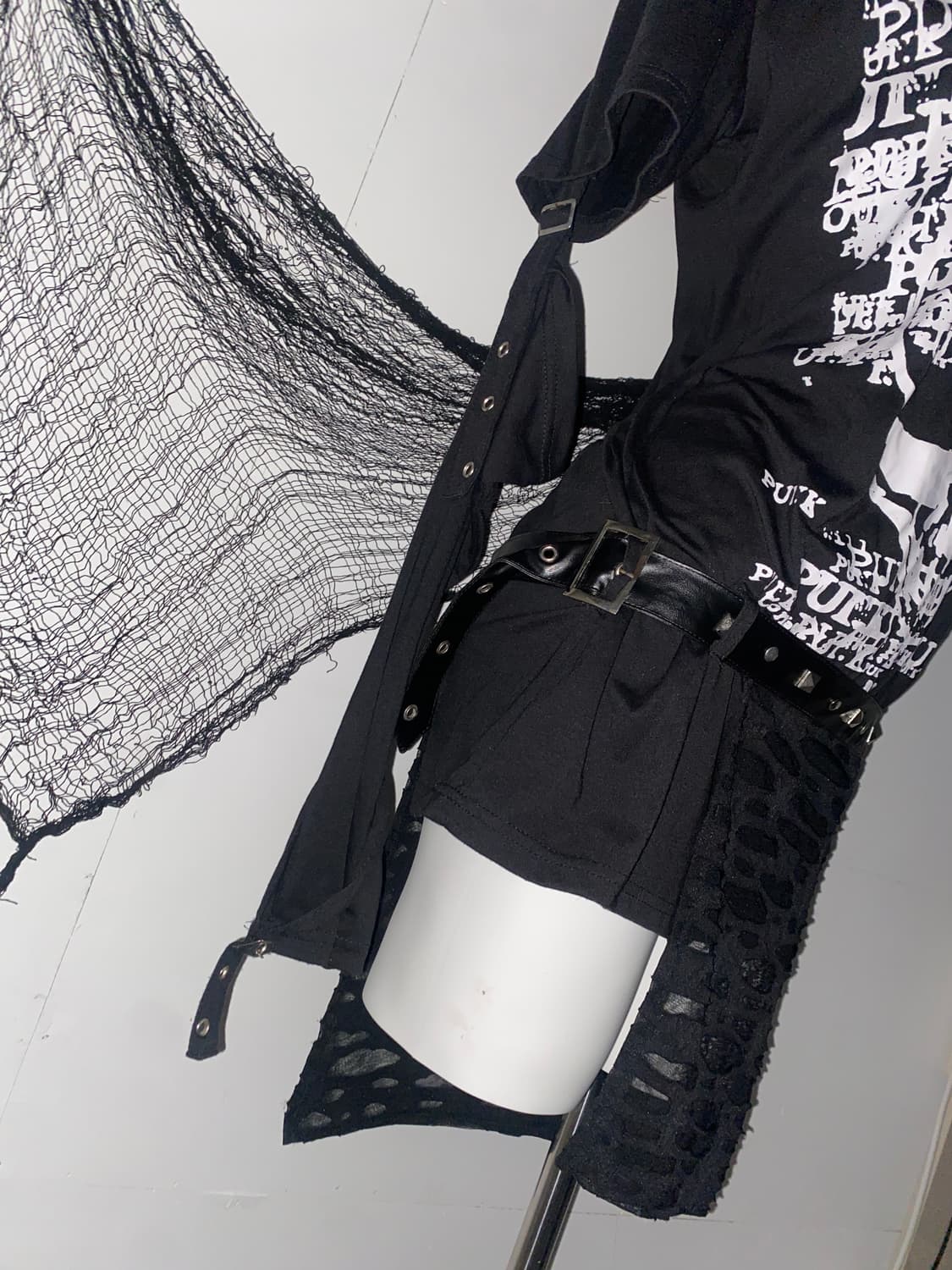꒰ঌ 어딕트랩 펑크 고스 스컬 레이어드 롱슬리브 ໒꒱ 상품이미지4