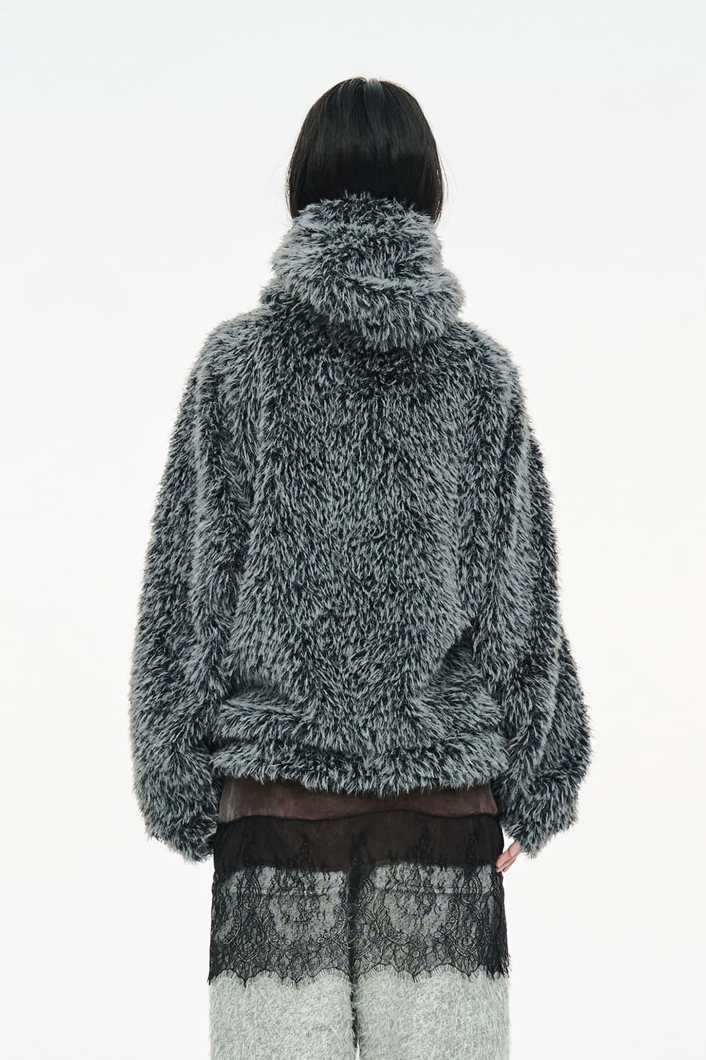 세릭 헤어리 바라클라바 집업 차콜 상품이미지3