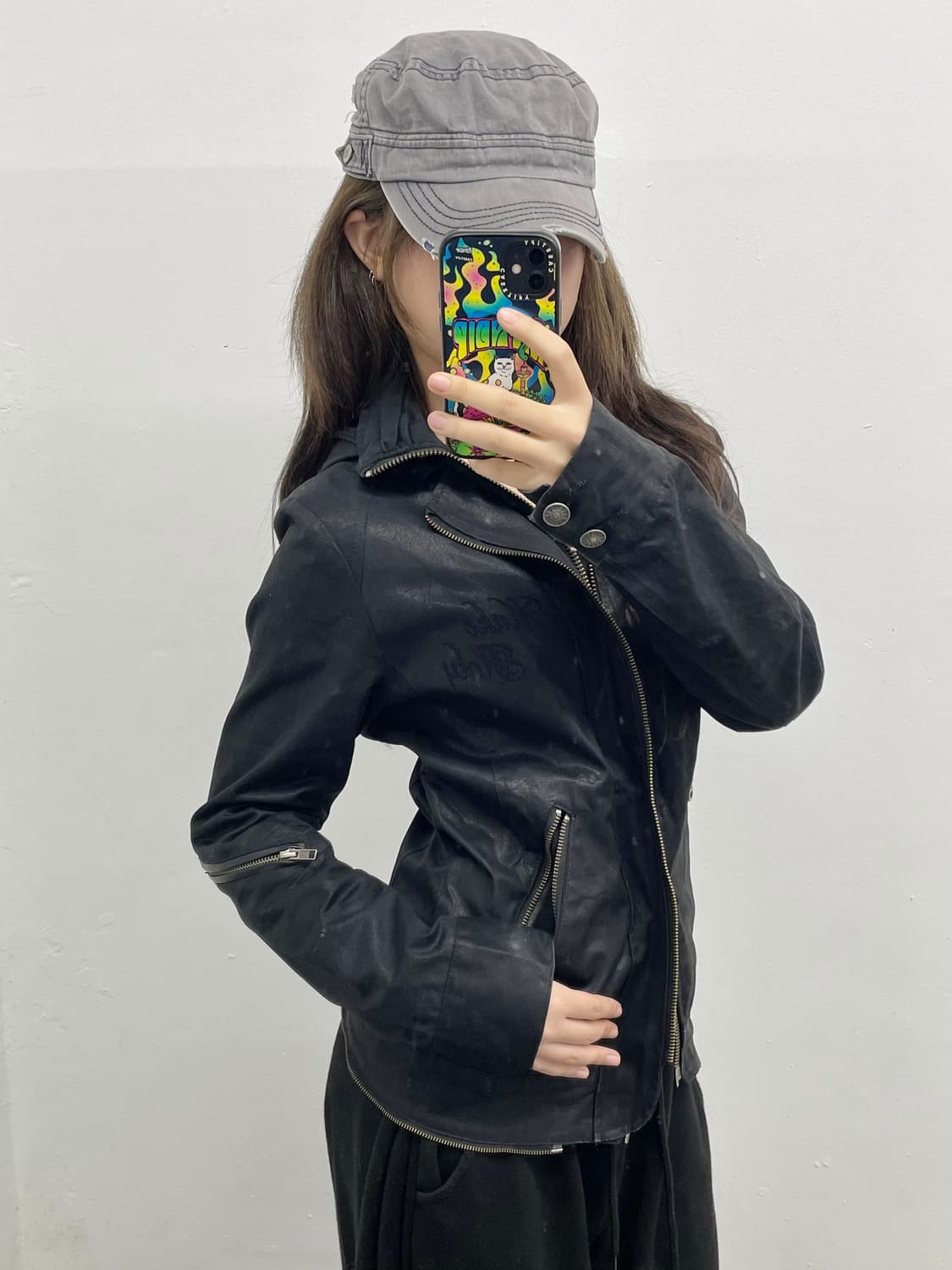 락시크 코팅 투웨이 자수 자켓  상품이미지2