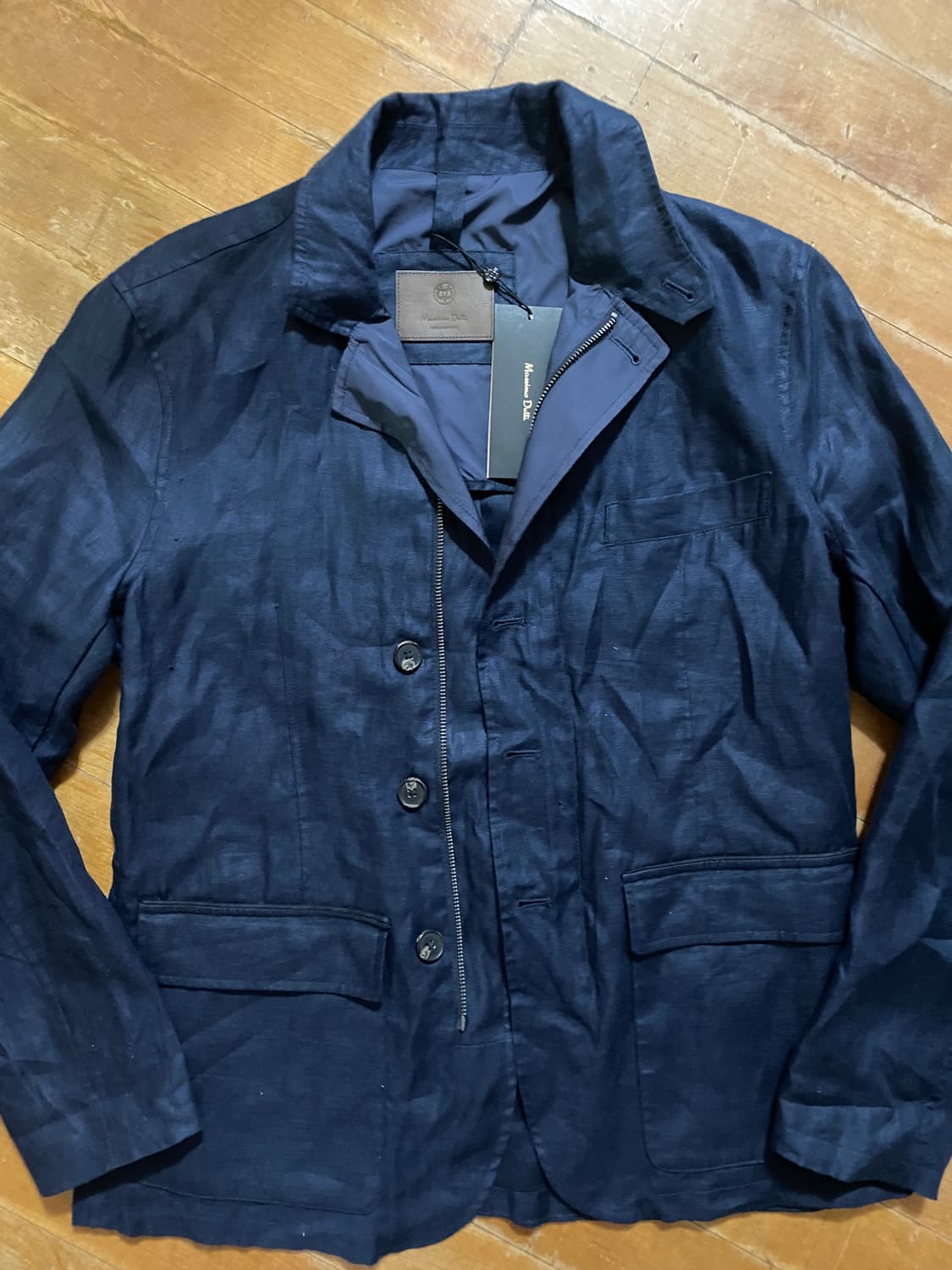 (새상품) Massimo Dutti 네이비 린넨 자켓 M (100) 상품이미지1