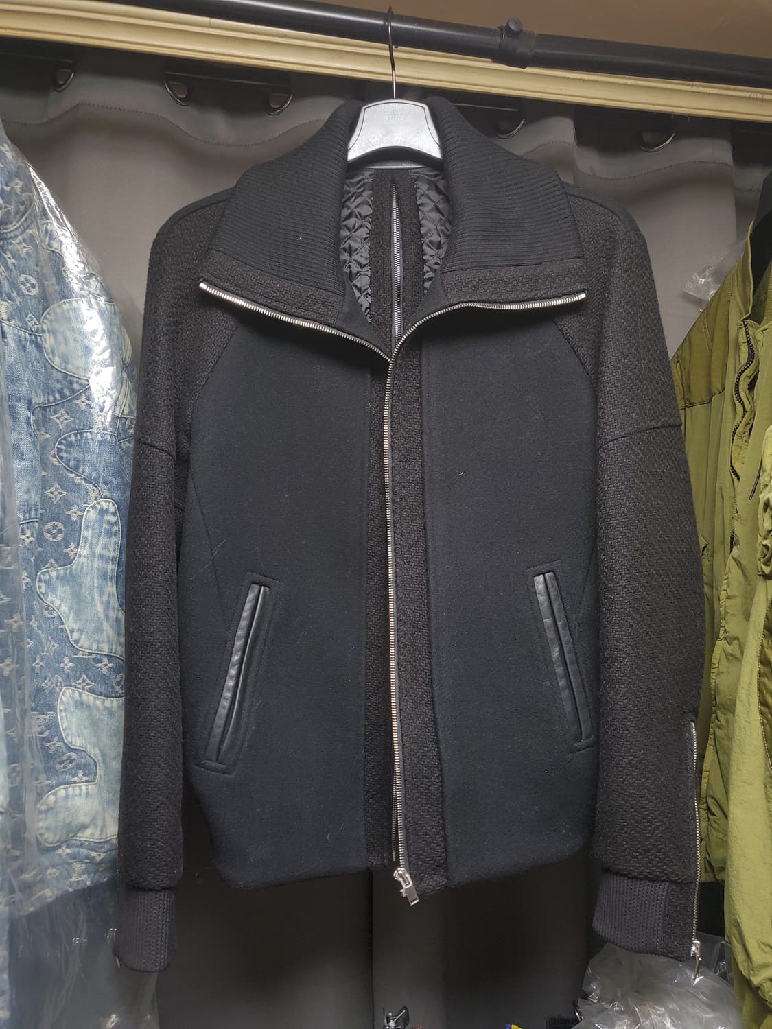 시스템옴므 앞뒤 집업 블루종 트위드 자켓 상품이미지1