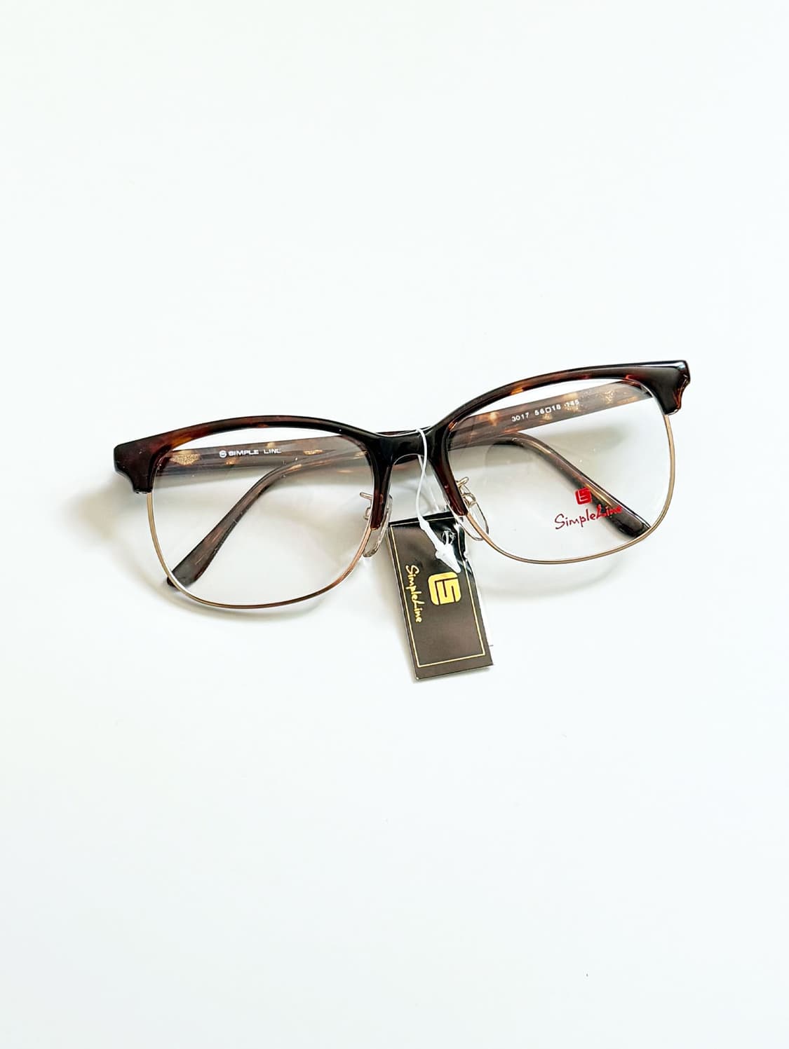 90s SIMPLE LINE 브라운톤 하금테 스퀘어 빈티지 안경 상품이미지1