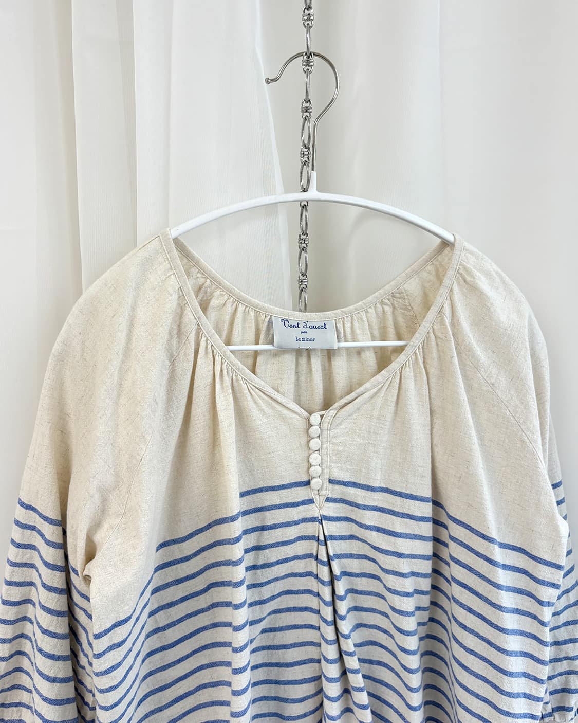 marina half stripe linen mixed blouse 상품이미지3