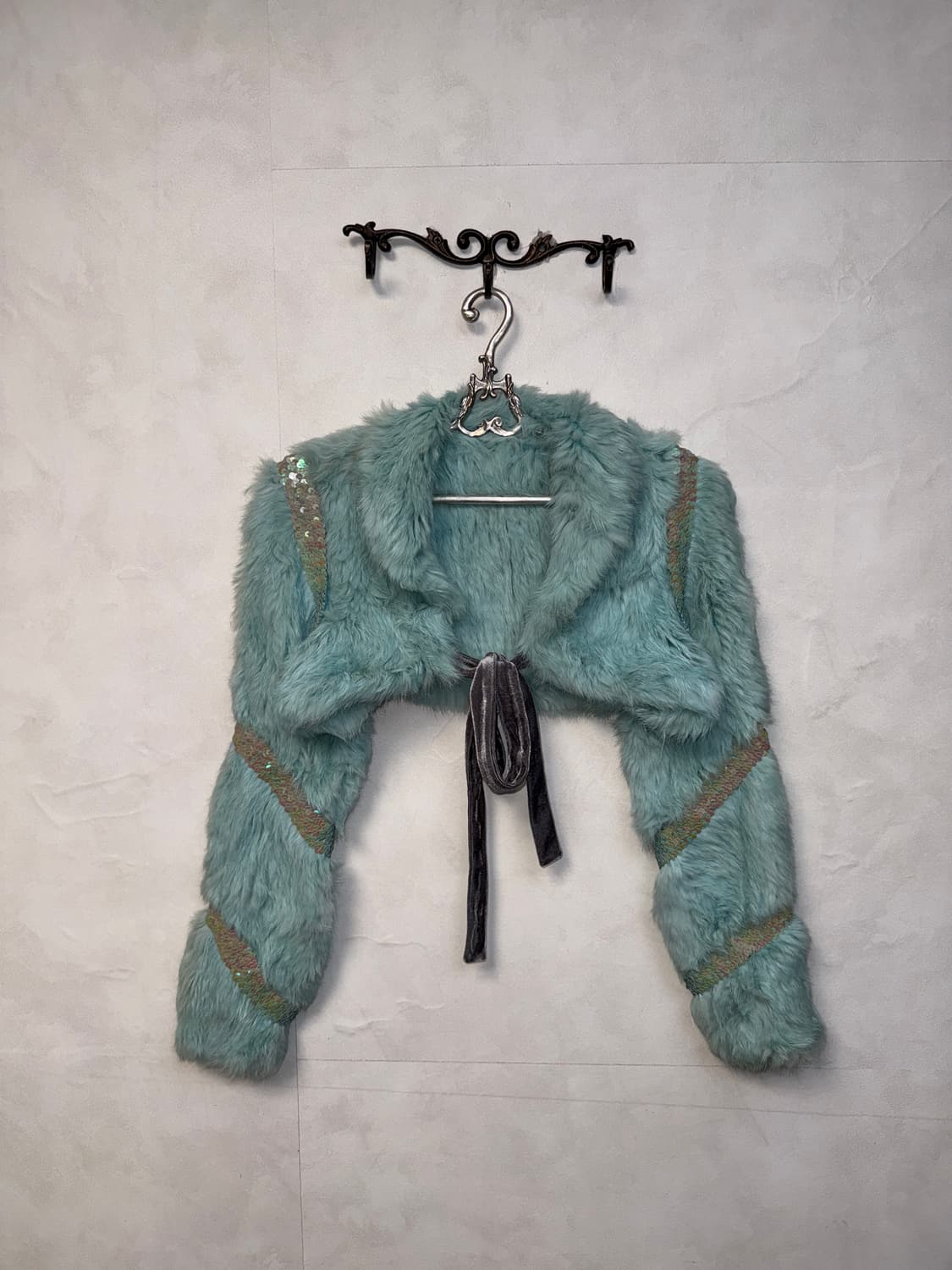 Mint rabbit fur spangled crop bolero jk 상품이미지1