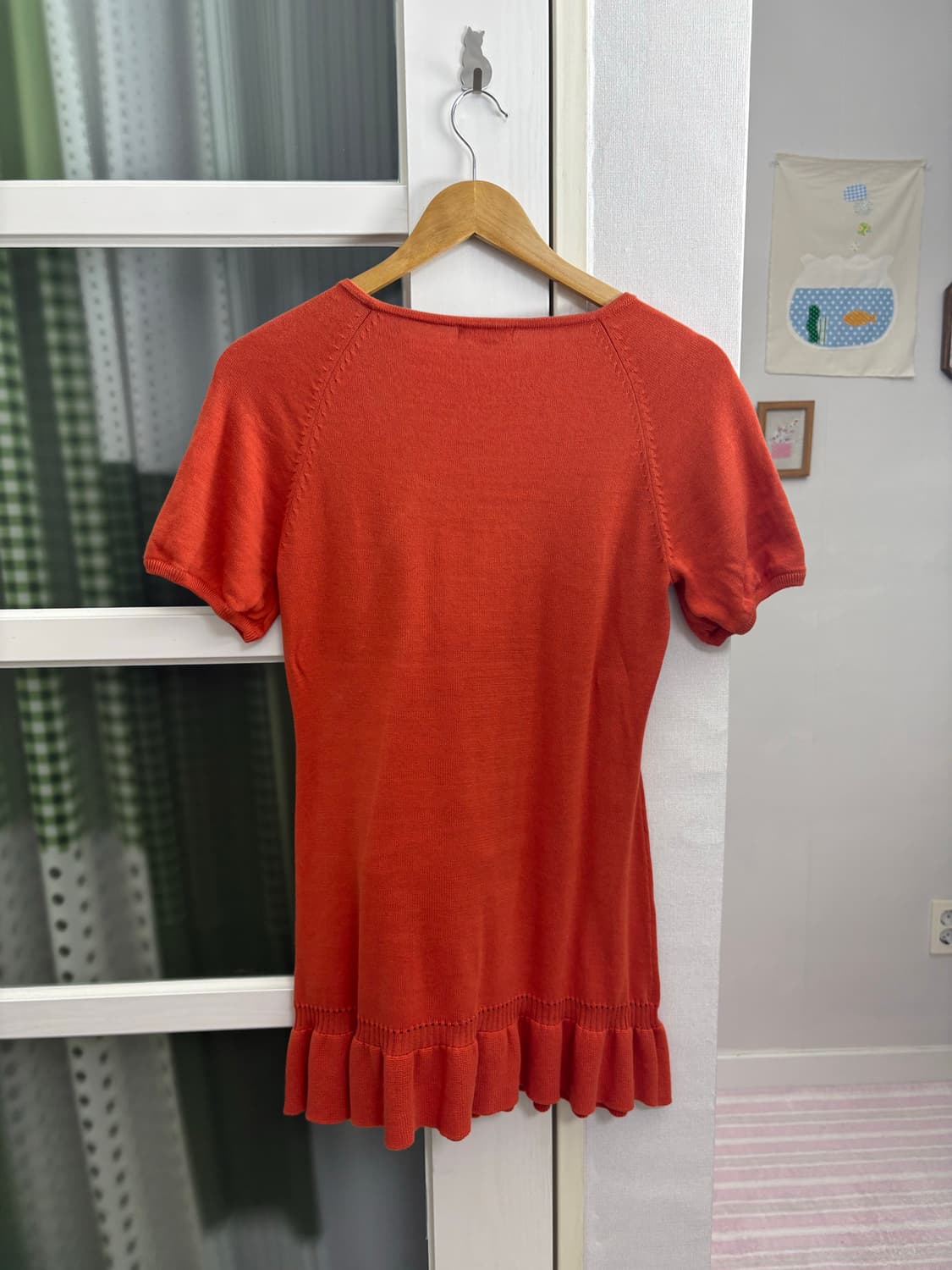 오렌지 반소매 니트 탑 상품이미지4